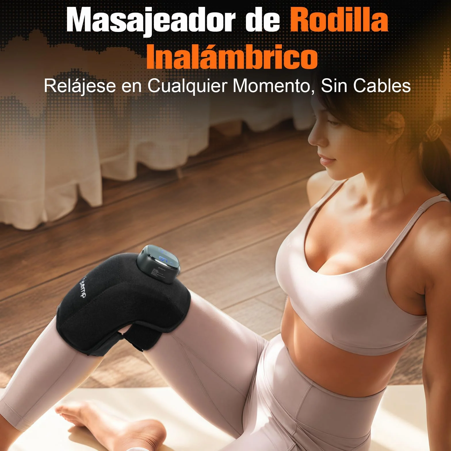 Comfytemp Almohadilla Térmica Inalámbrica para Rodilla, Masajeador 3D, Manta Eléctrica Portátil con 9 Calor 5 Vibración 3 Intensidad, Control APP