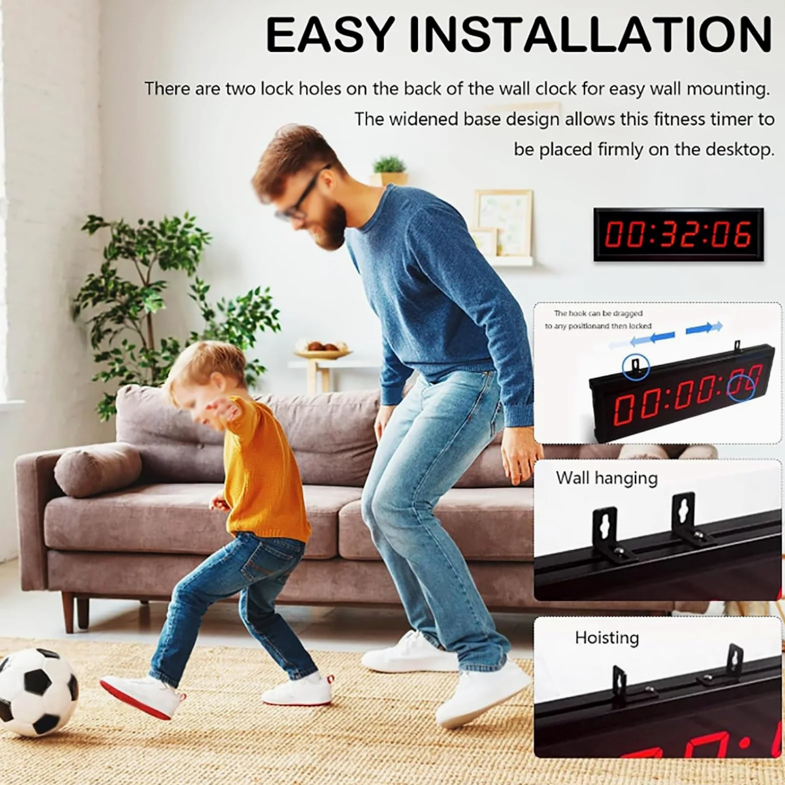 Cronómetro digital con control remoto, sincronización cíclica, pantalla LED, brillo ajustable, almacenamiento de memoria y recordatorio intermedio para deportes y juegos