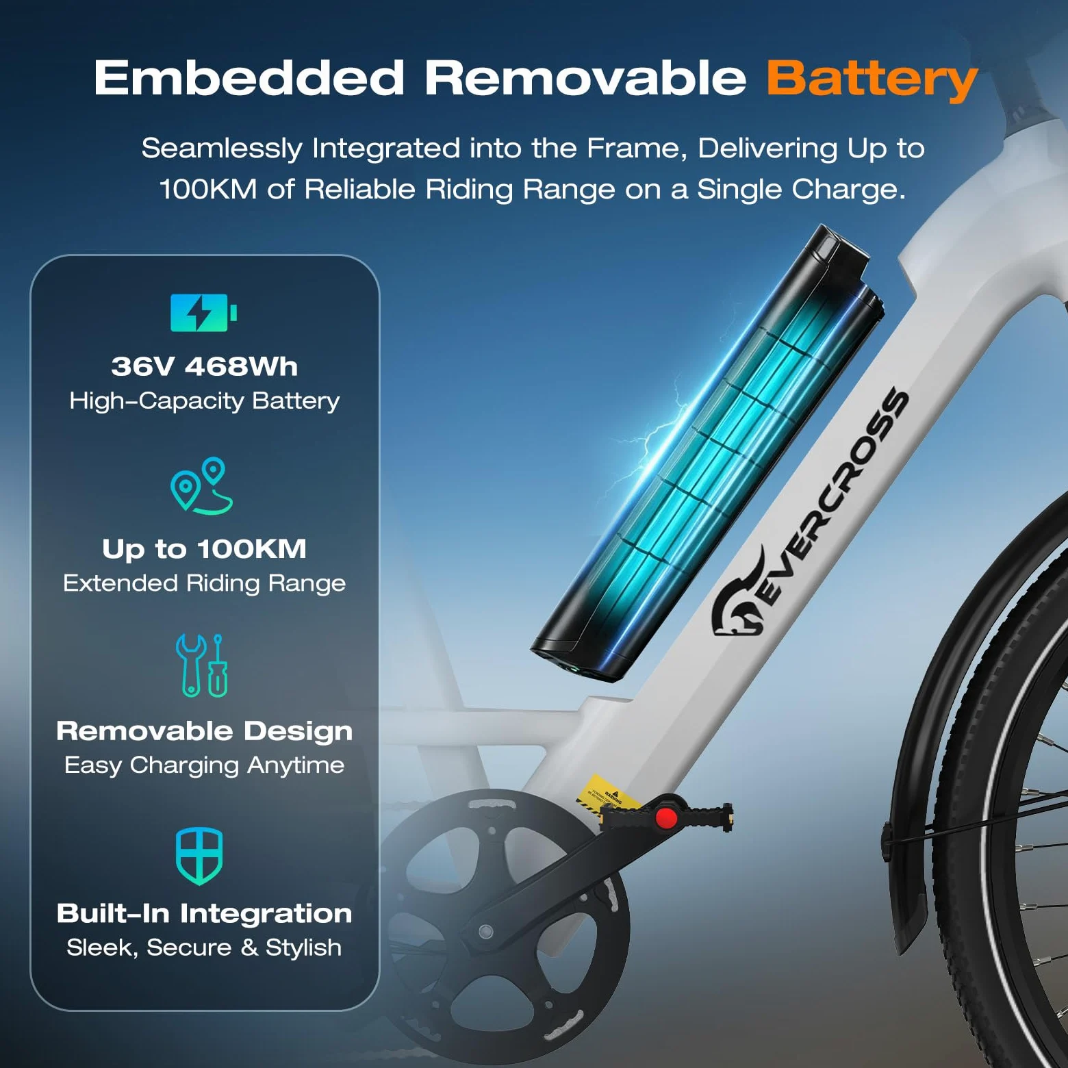 EVERCROSS Bicicleta Eléctrica para Adultos, 16"/20" Neumático Gordo Bici Eléctrica, Motor de 250W, hasta 25KM/H, 36V/48V Batería Extraíble Bicicleta de Montaña, Nieve Montaña Ebike