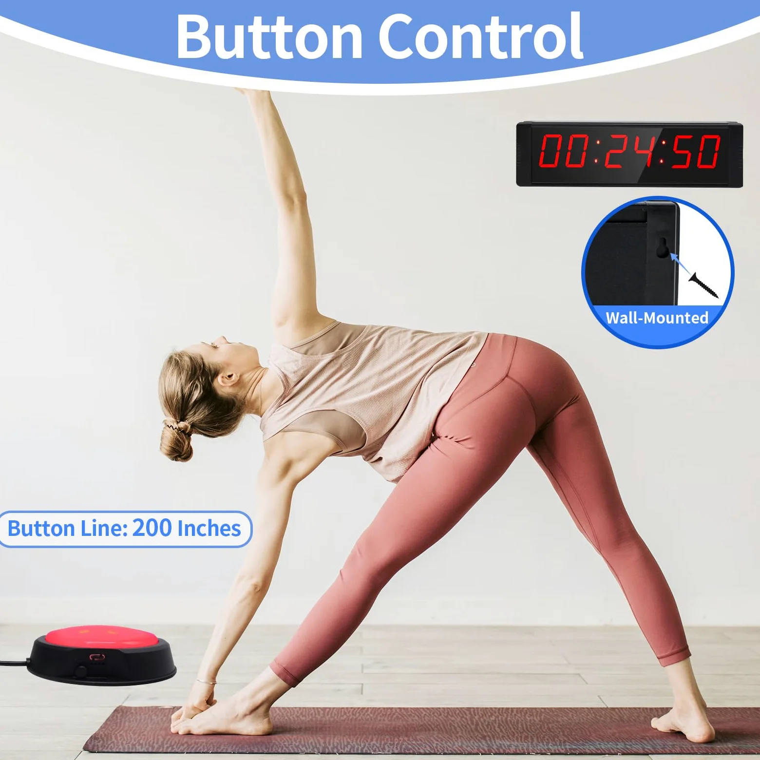 Cronómetro grande con botón de inicio/parada, temporizador digital LED con control remoto, reloj de cuenta regresiva con zumbador, reloj de gimnasio para gimnasio en casa, temporizador de