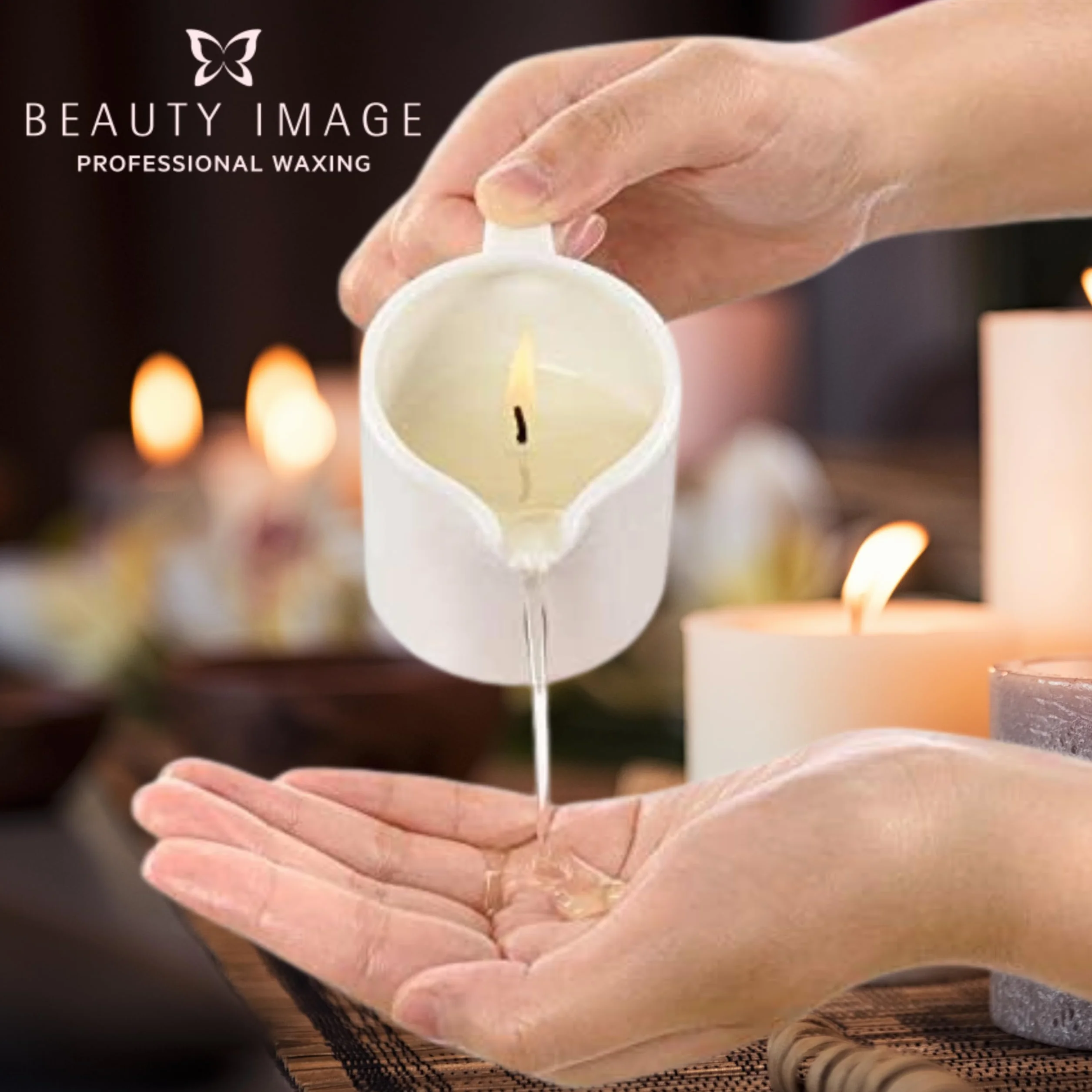BEAUTY IMAGE Vela de Masaje Dorado Brillante Glamour con Aceite de Argán para Masaje Profesional