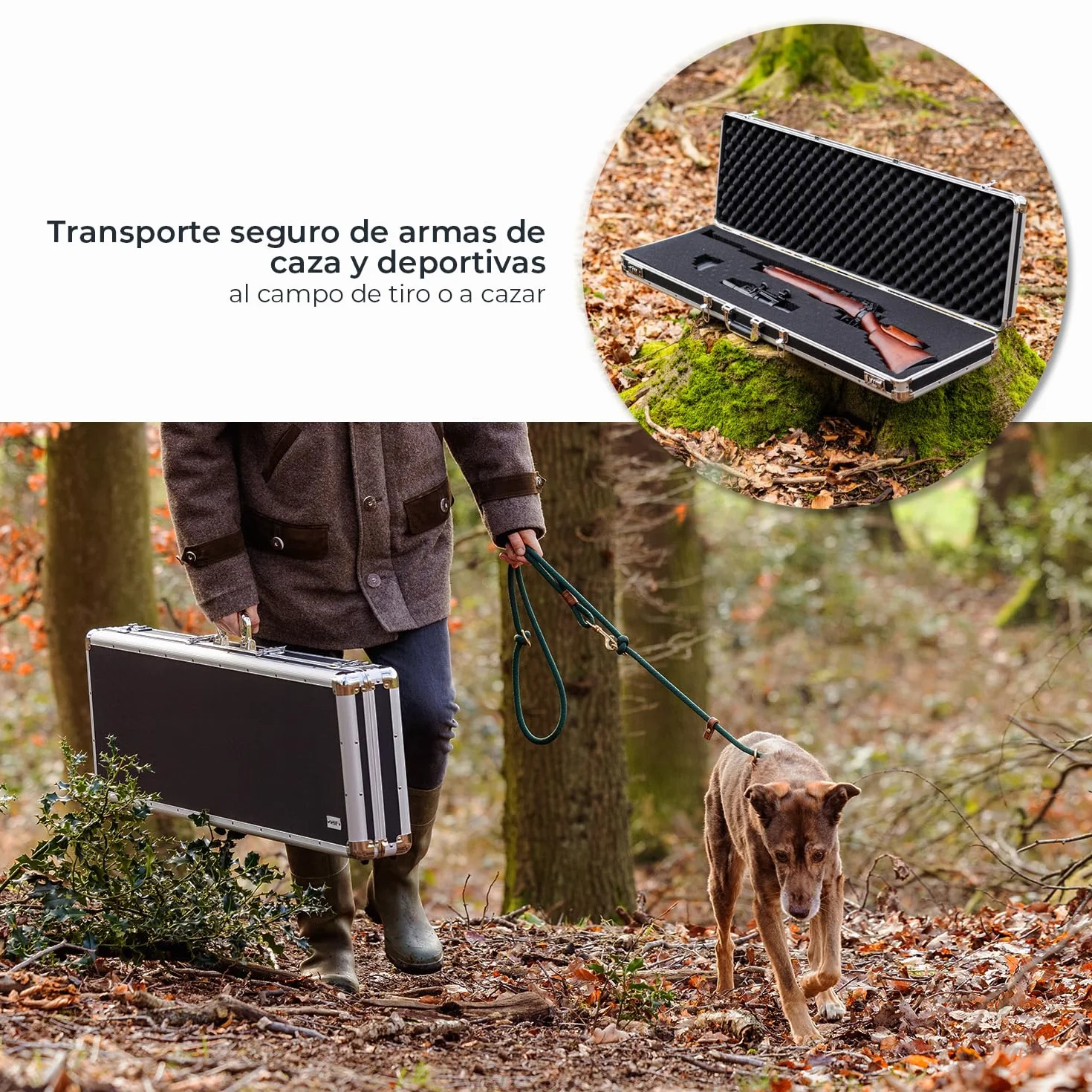 HMF 14444-02 Funda de Aluminio para Rifles con Rejilla de Espuma | 82 x 36 x 12 cm | Negra