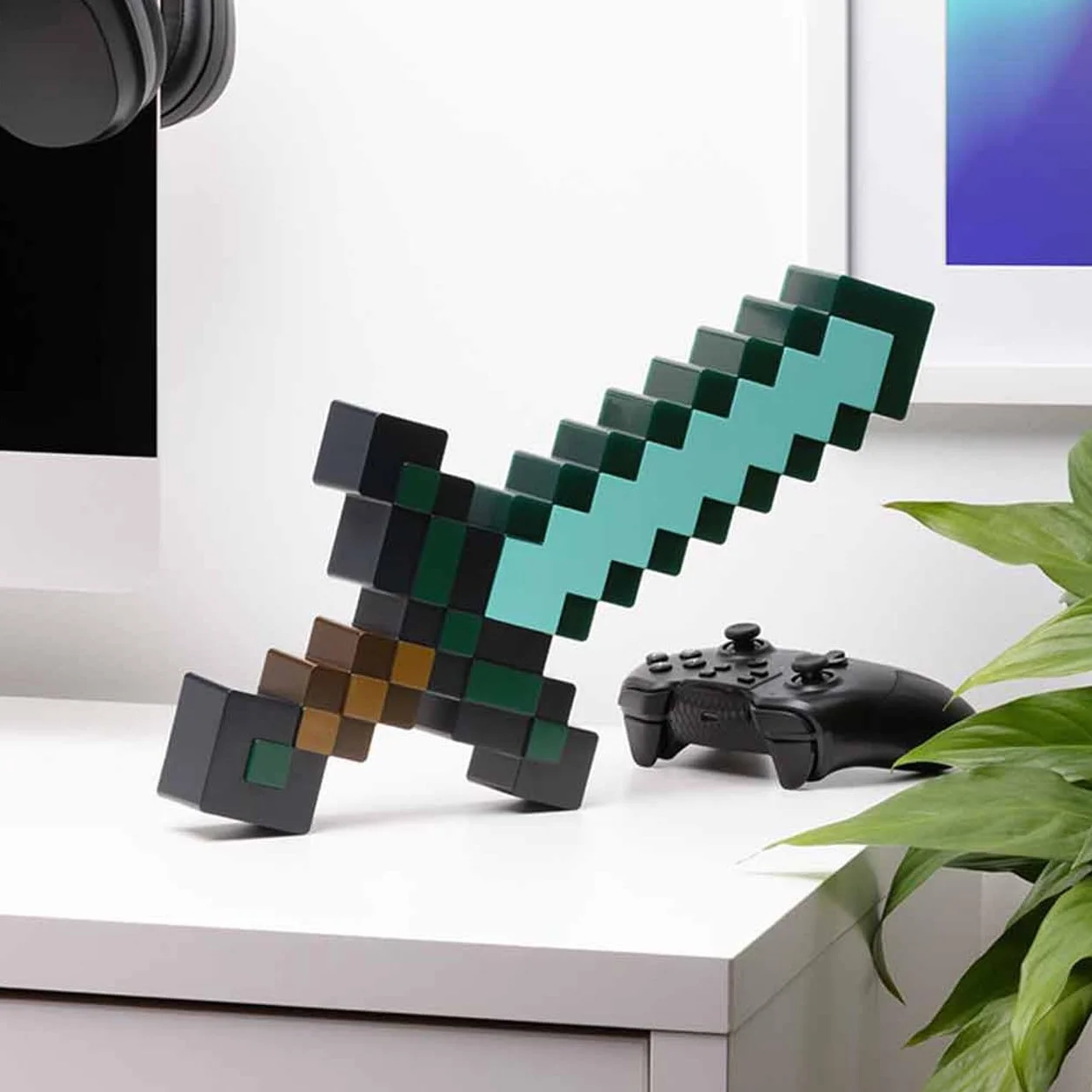 Espada de diamante Minecraft Oficial 3 Modos Luz Dinámica Reacción Sonido USB Batería Decoración