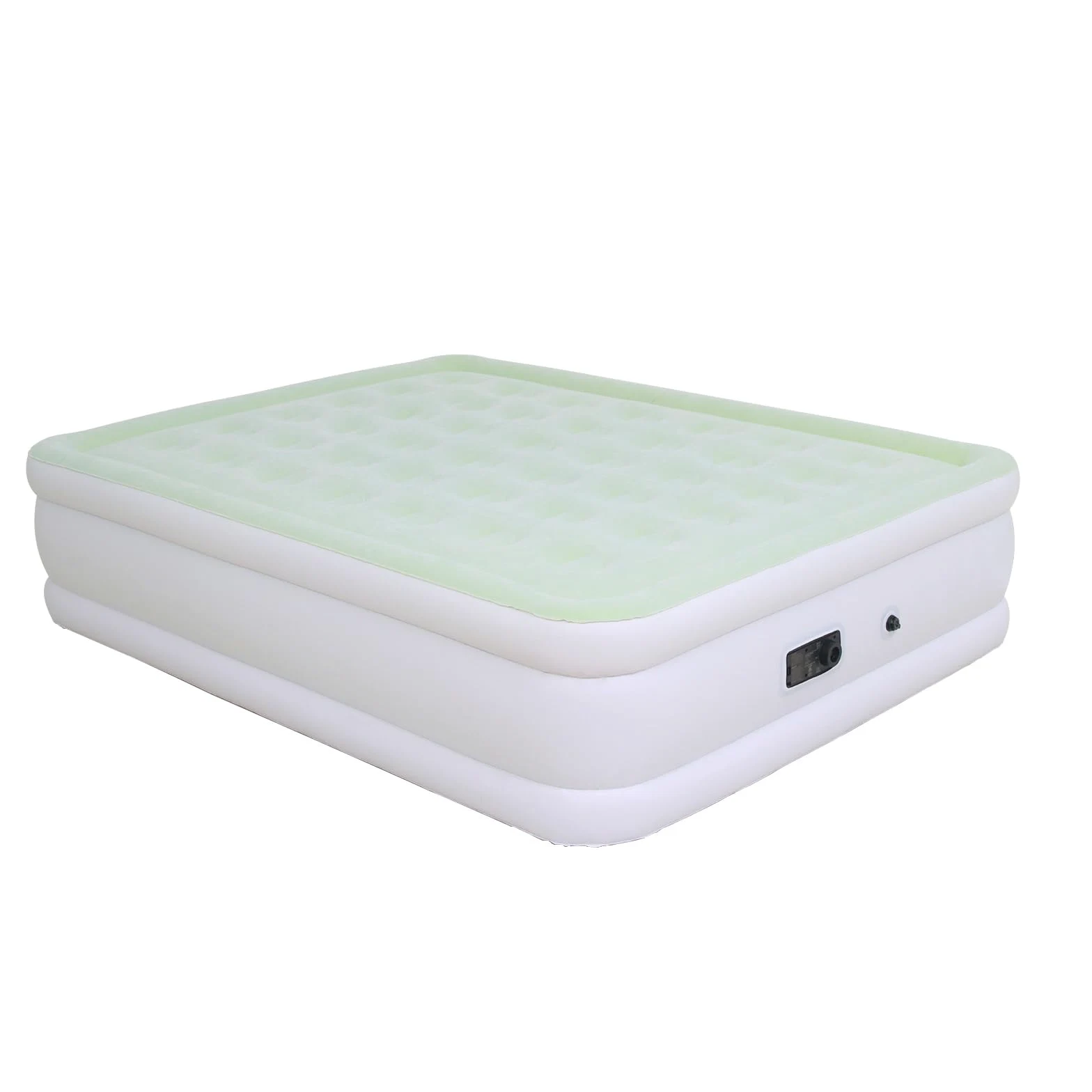 Colchón de aire tamaño Queen con bomba integrada, colchón inflable de 18 pulgadas, verde y blanco