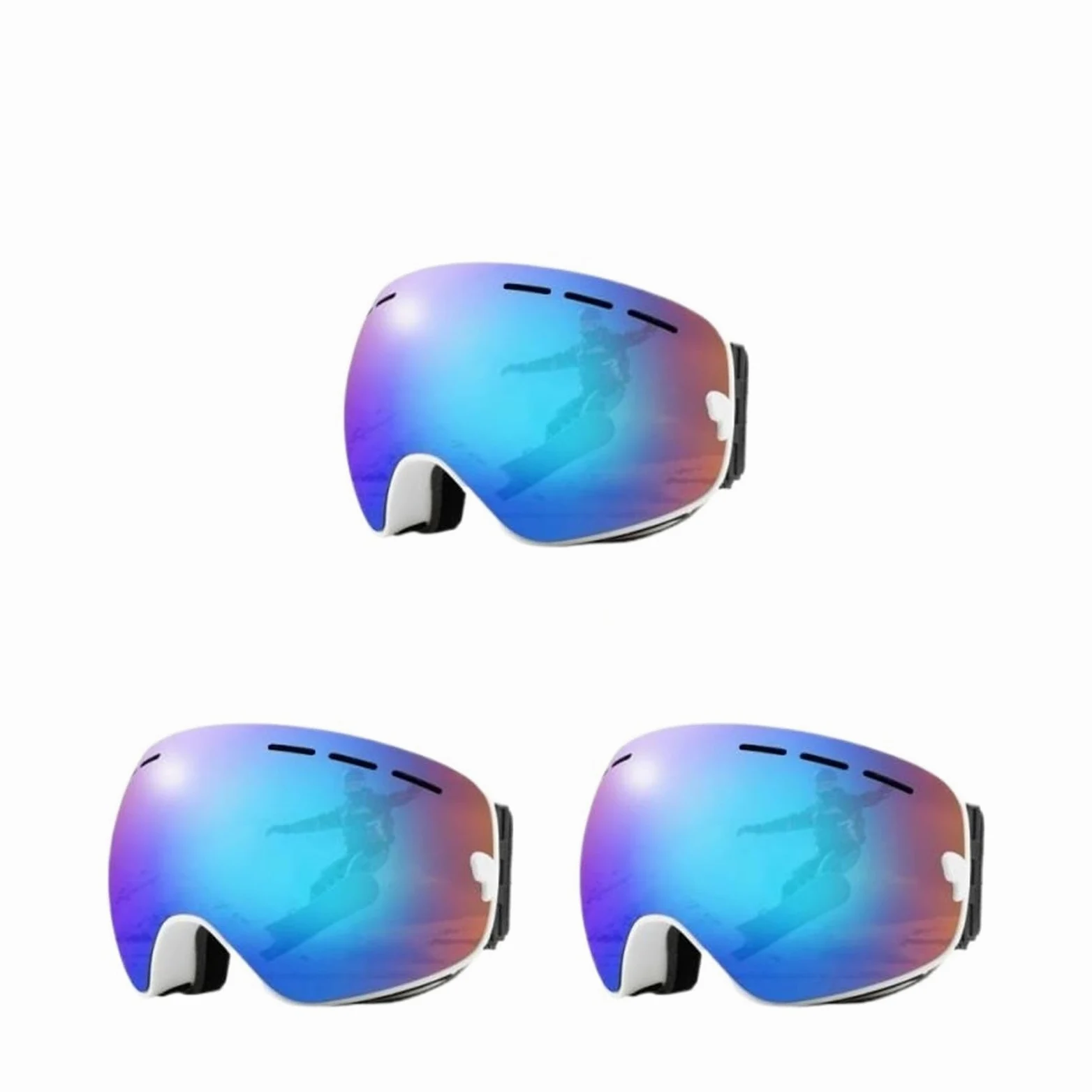 Gafas de esquí 1/2/3P Gafas de esquí duraderas - Gafas de montañismo de arena Gafas - Gafas de esquí antiniebla - Gafas de radiación - Gafas de viento para exteriores (Color: 12 2 piezas) (020 3