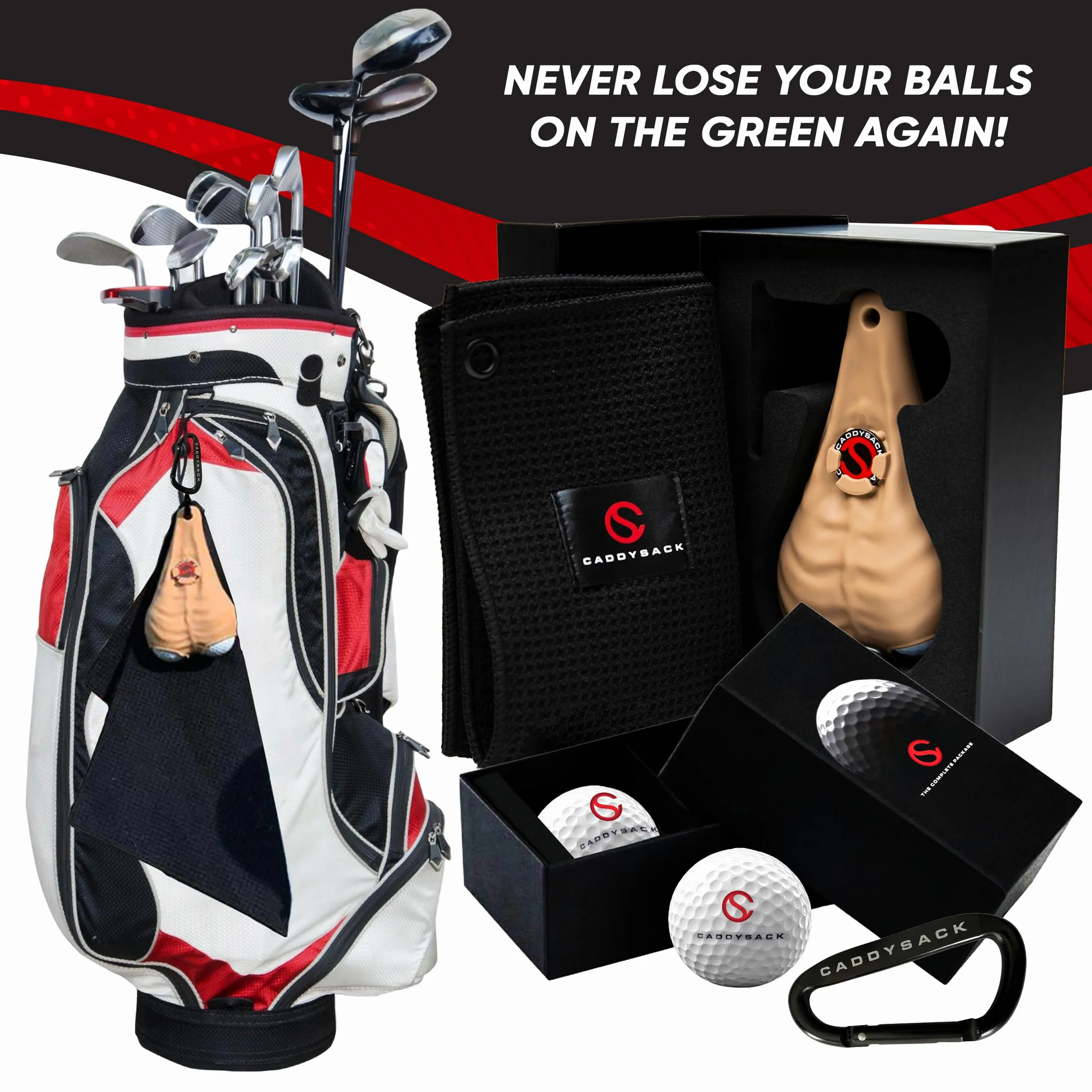 CADDYSACK Ball Holder and Dispenser Gift Set Paquete de Soporte y dispensador para Pelotas de Golf, Unisex, Beige