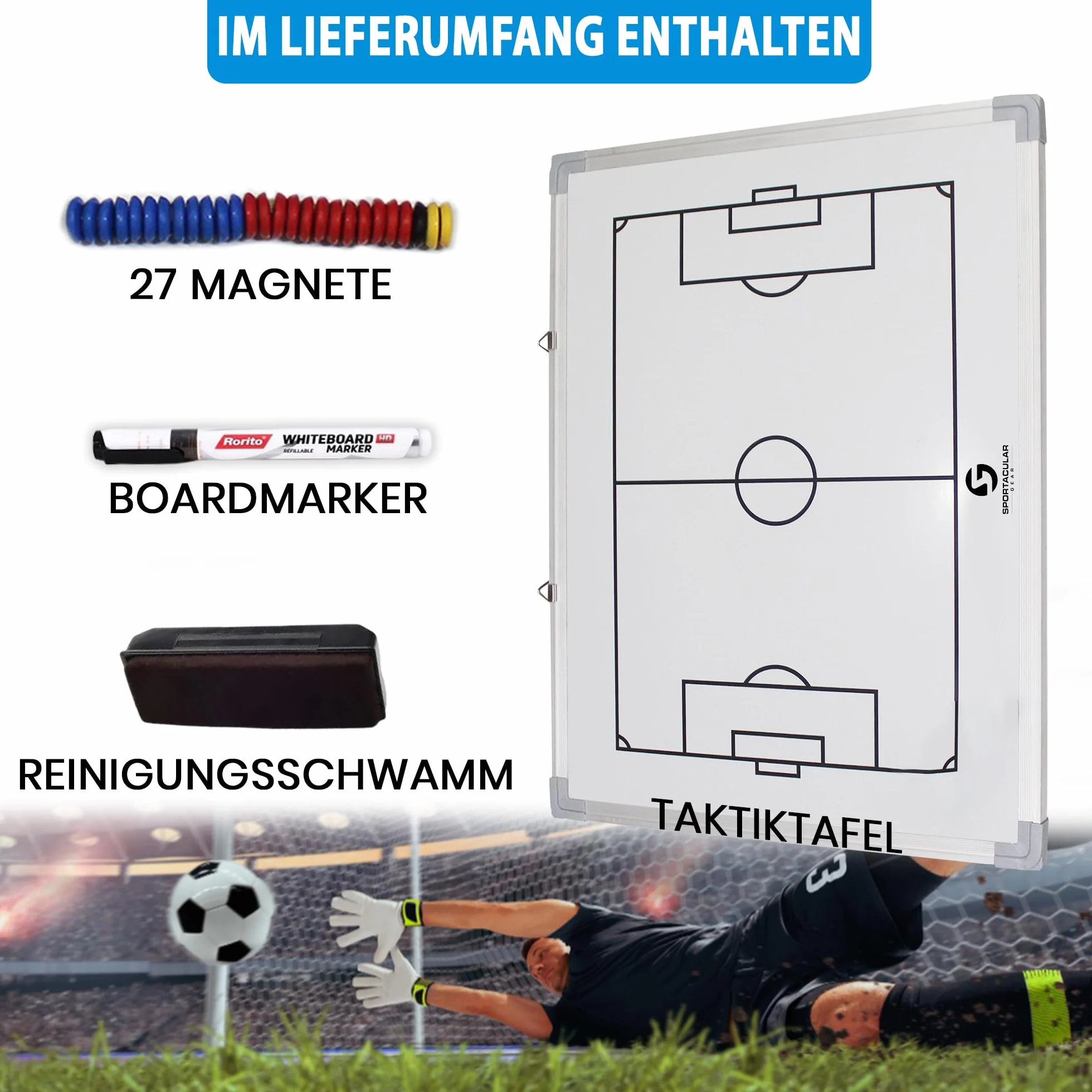 Pizarra táctica de fútbol Profesional Marco de Aluminio Estable con Accesorios