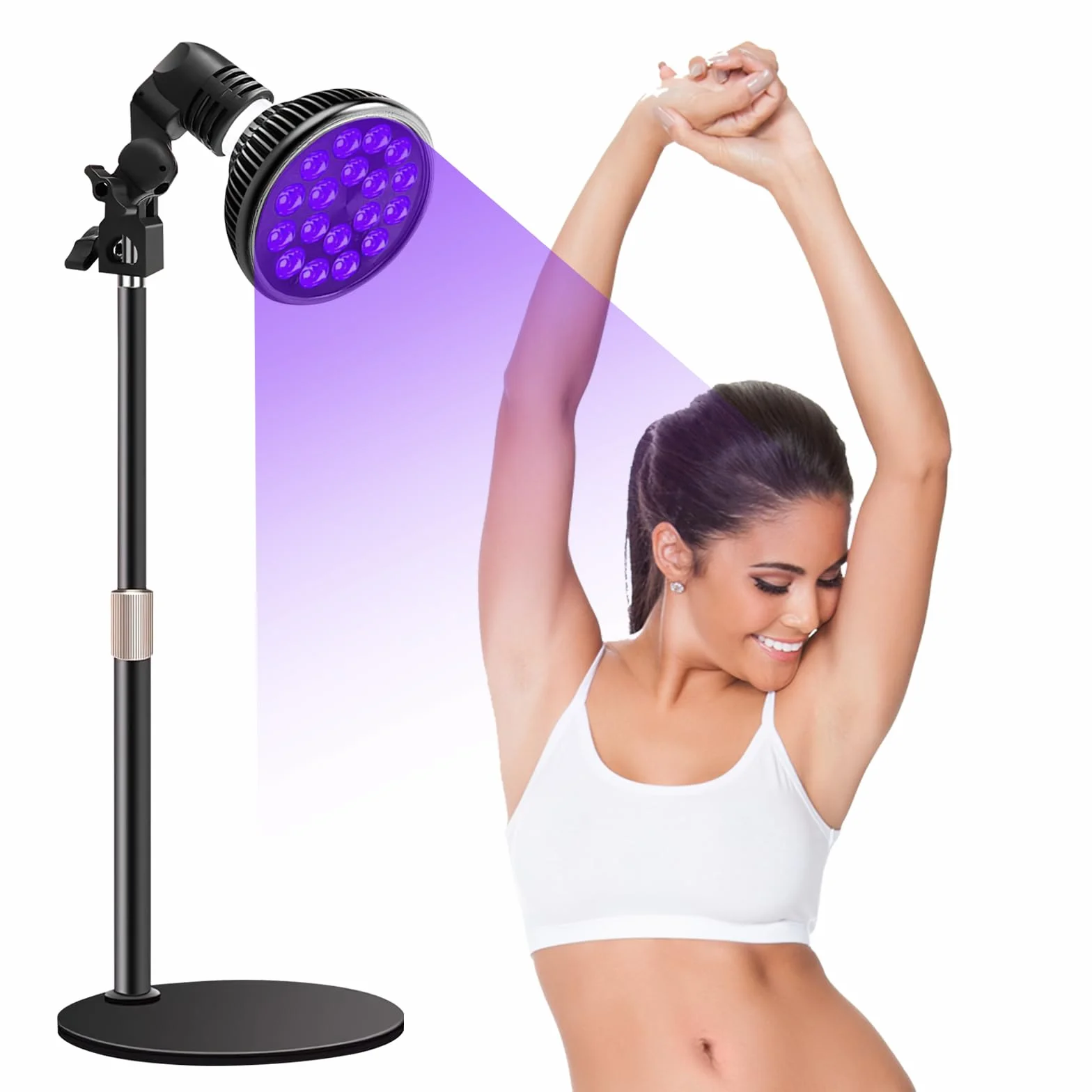 Lámpara De Bronceado Giratoria 54W E27 180° 18 Leds UV 9.8-16.5 Pulgadas Con Máscara De Ojos