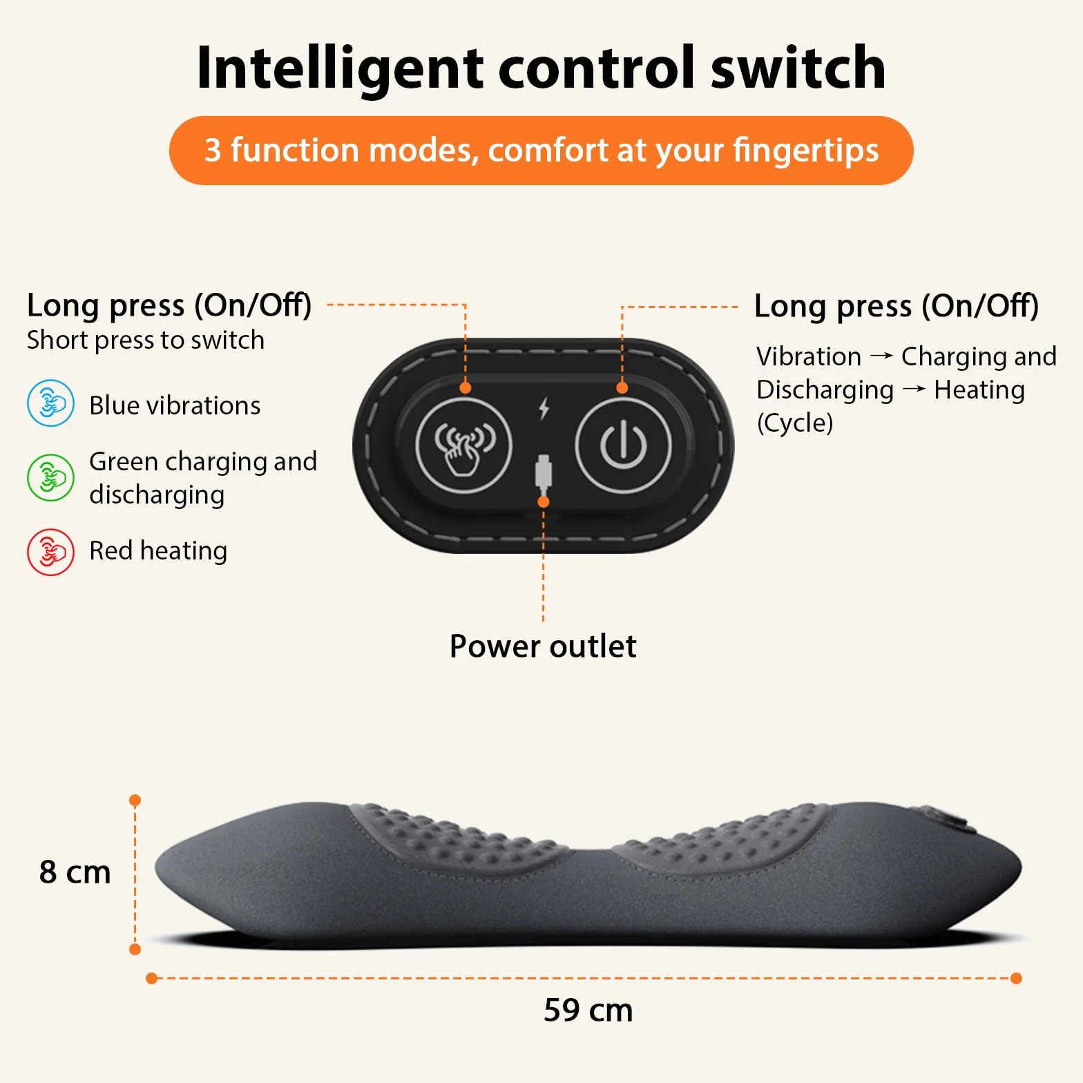 Masajeador lumbar eléctrico 3 en 1 con tracción, vibración y calor