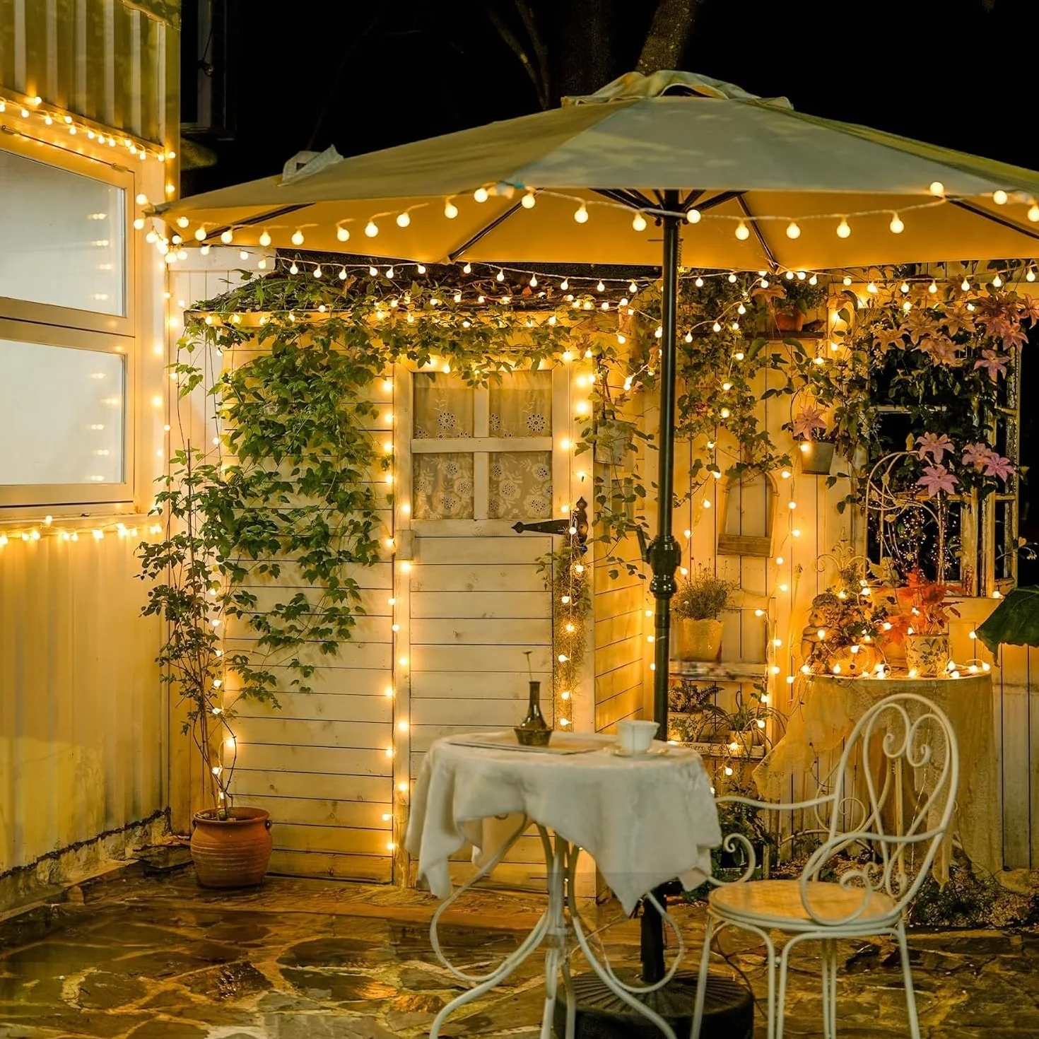 Guirnalda de luces de bola 80 bolas 10 m globo de luz blanco cálido para interior exterior jardín decoración Navidad