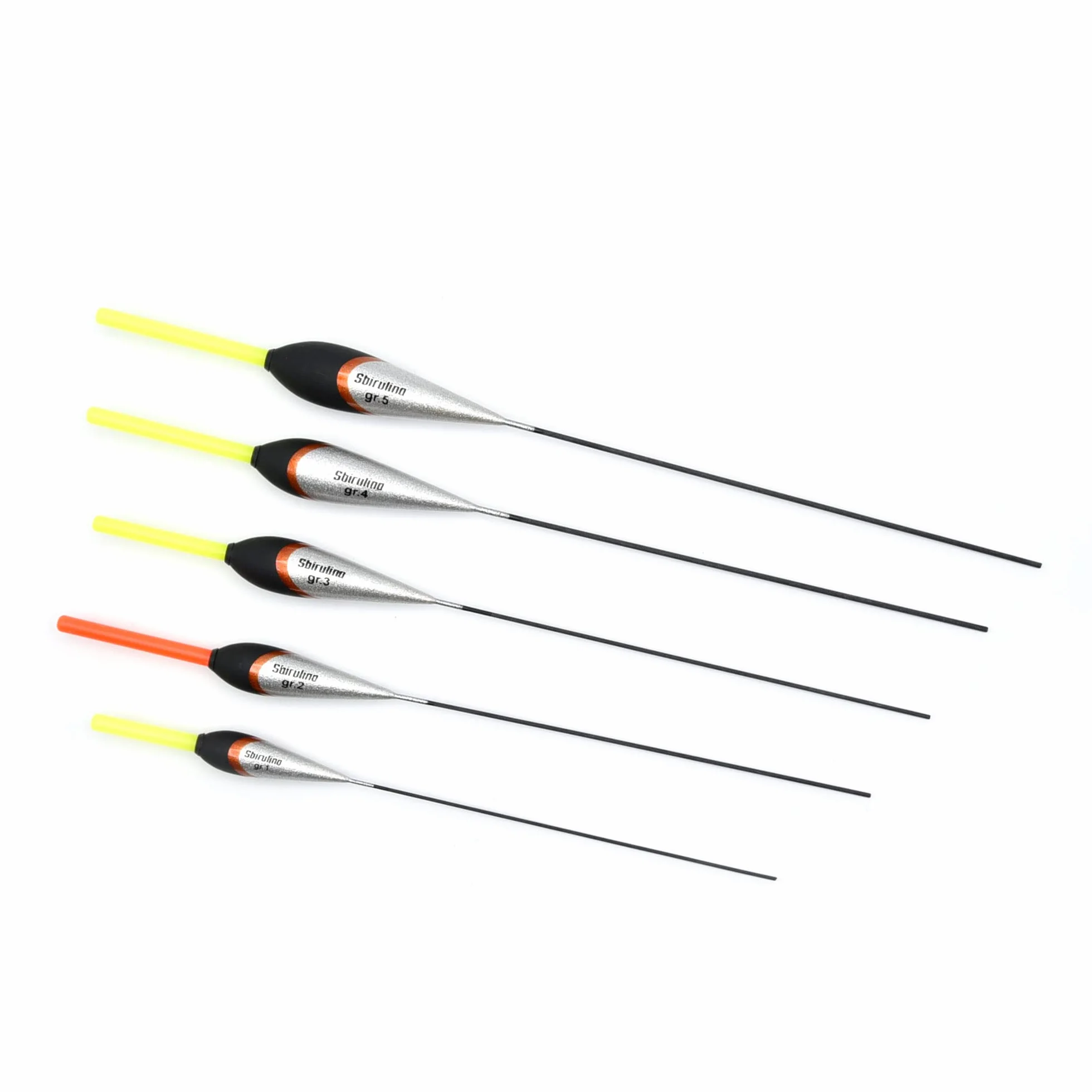 Sbirulino® Juego de 5 flotadores de Pesca con Portador de 4,5 mm. Caja Portador y Funda incluida en el Kit.