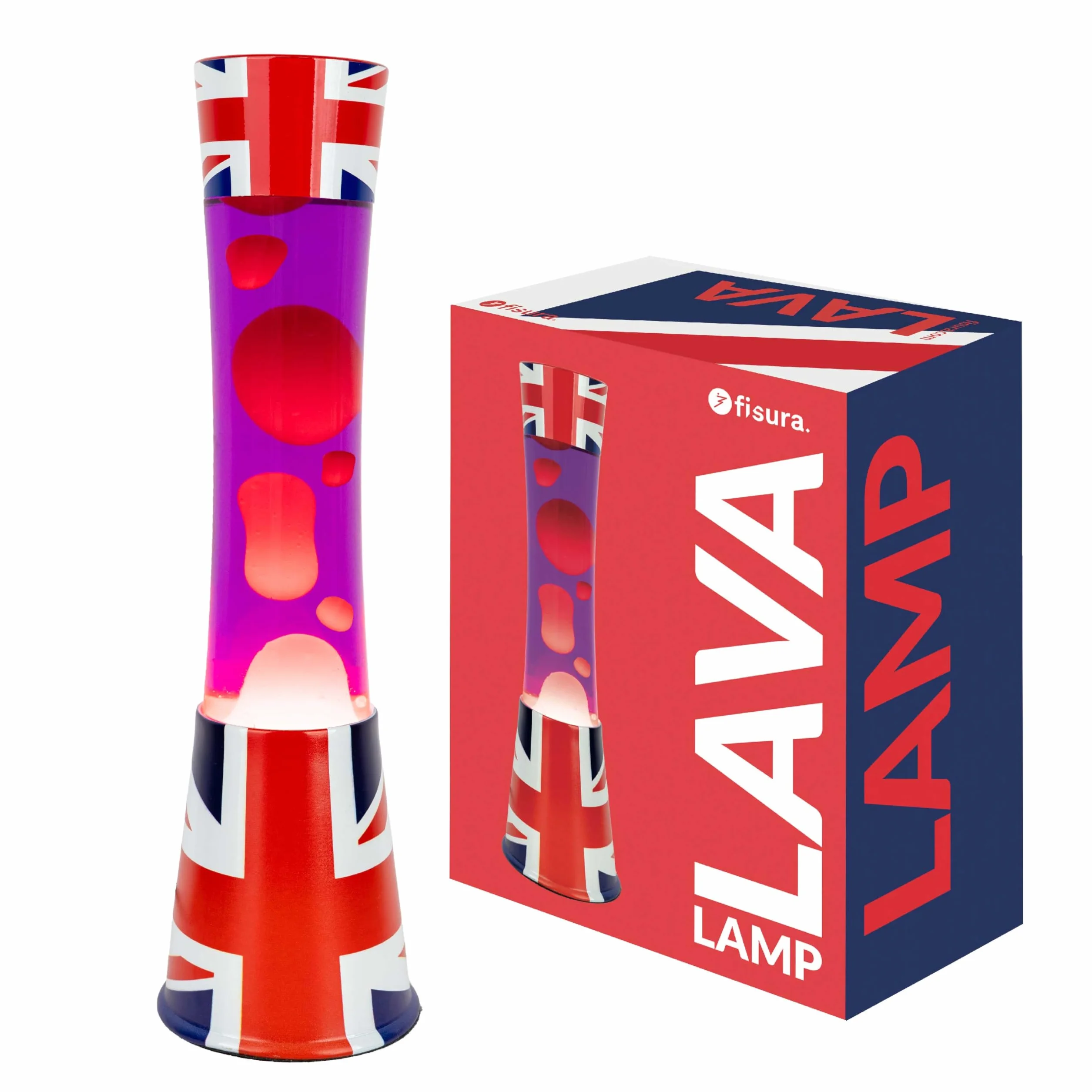 Lámpara de lava bandera Reino Unido 11x11x39,5 cm con bombilla de repuesto