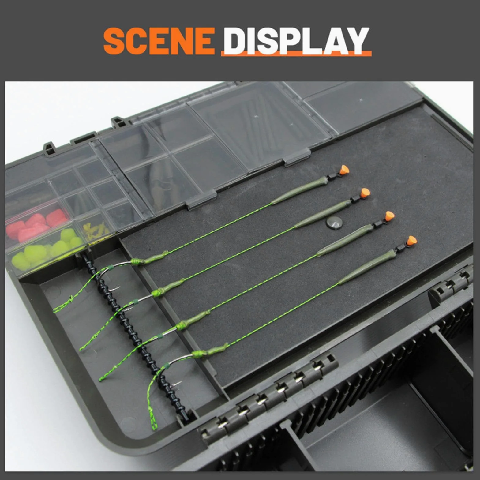 Caja de Aparejos de Pesca de Carpa, Organizador Impermeable para Fundas, Anzuelos Y Perlas.