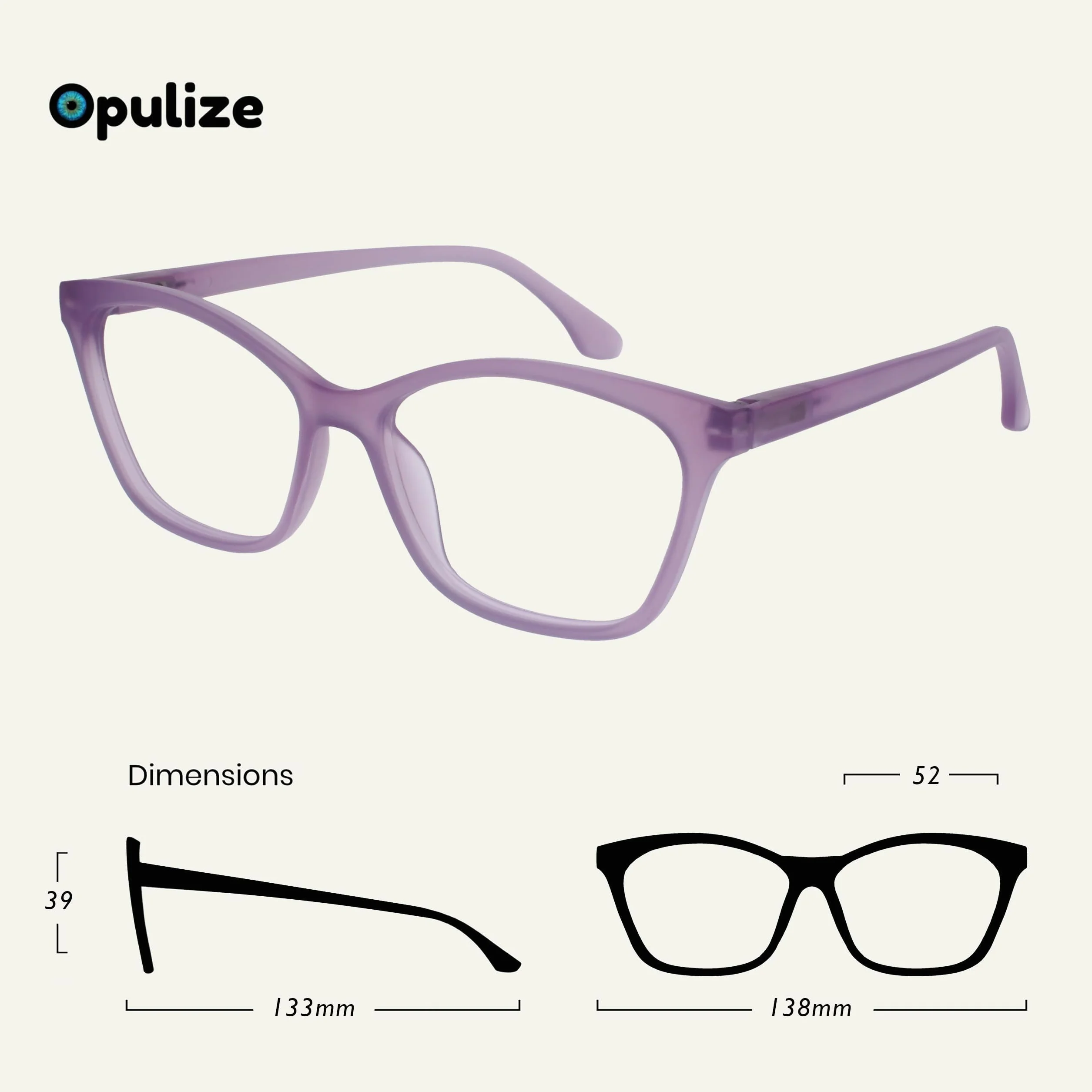 OPULIZE KAT Gafas de Lectura Malva Mate +1.50 Bisagras de Muelle