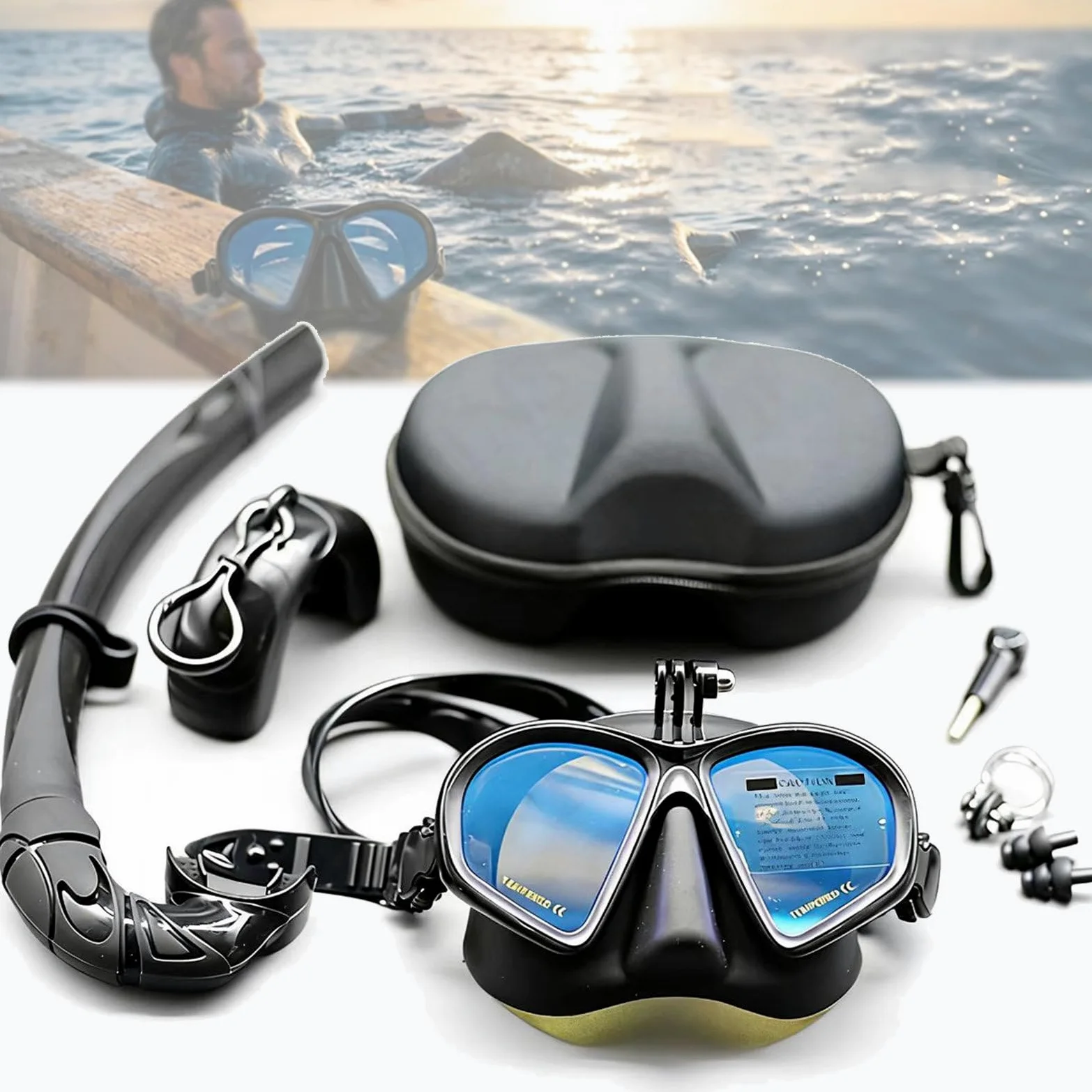 MáScara De Buceo Y Snorkel PanoráMica, Gafas De Buceo con System Antivaho, MáScara De Cristal Templado para Apnea Y Buceo— Ideal para Buceo, Snorkel Y NatacióN. C
