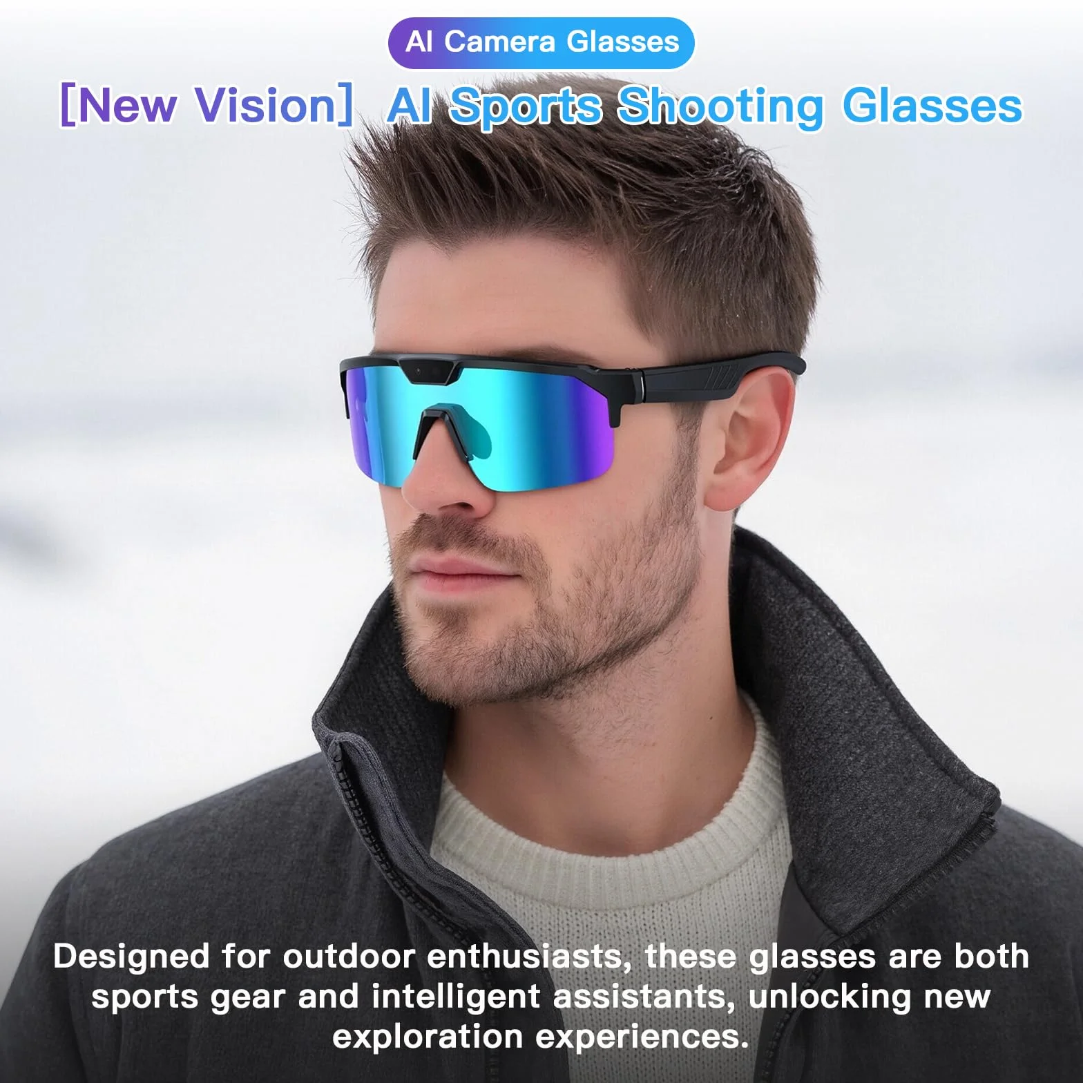 GenXenon Gafas Inteligentes IA con Cámara, Gafas Cámara 8 MP con Foto y Grabación Video, Gafas Ciclismo con Altavoces Abiertos, Gafas Sol Cámara para Ciclismo, MTB y Esquí