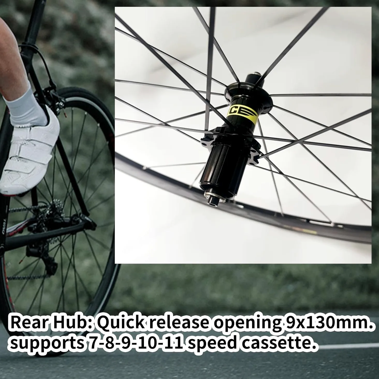 Juego de ruedas para bicicleta de carretera, con freno V/C y de disco, ruedas de aleación de aluminio de 40/50 mm y 700C, cierre rápido de 20 radios para cassette de 8, 9, 10 y 11 velocidades.