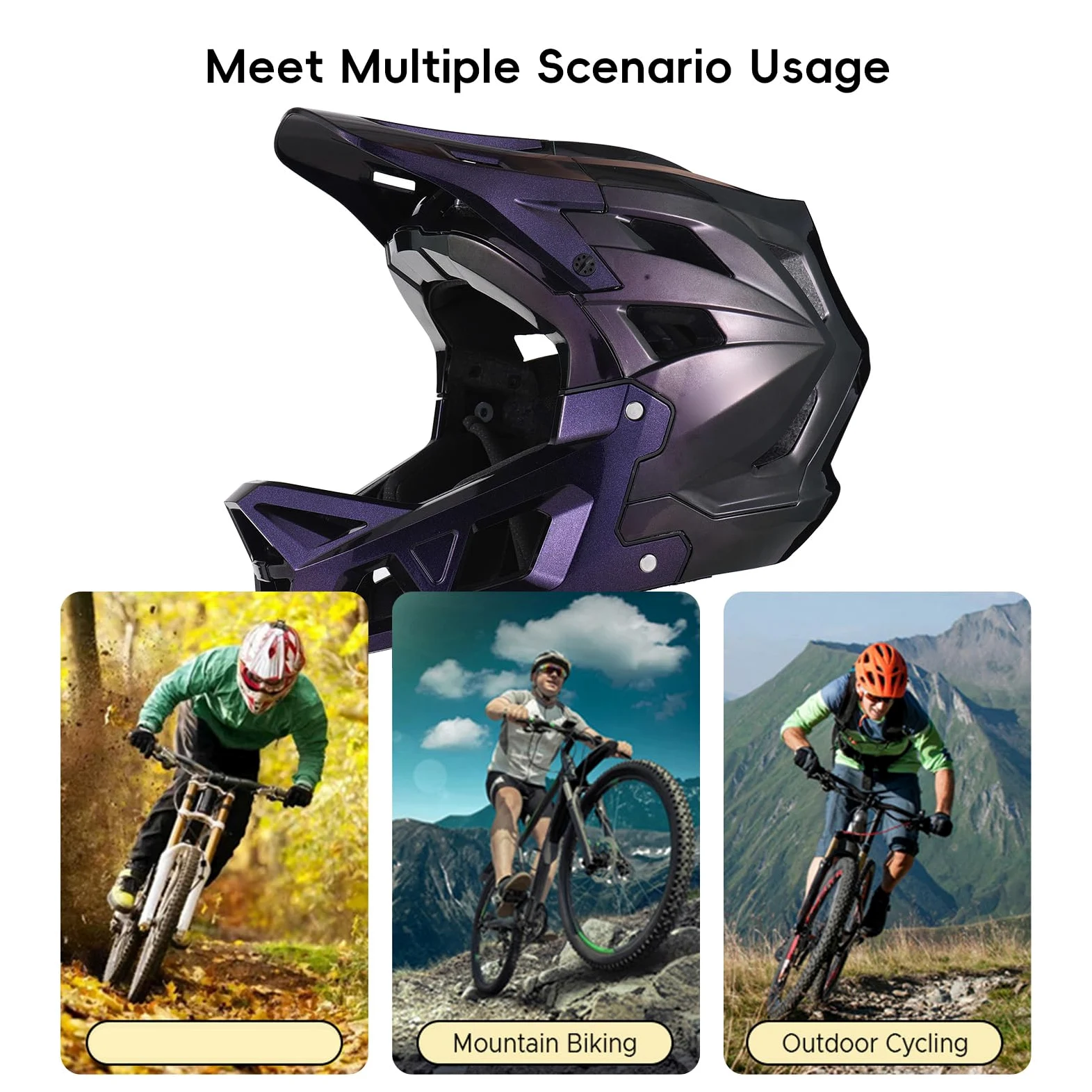 Casco Integral de Bicicleta de montaña para Hombre con Visera, Forro de EPS, Ligero, Transpirable, para terrenos difíciles y Carreras.