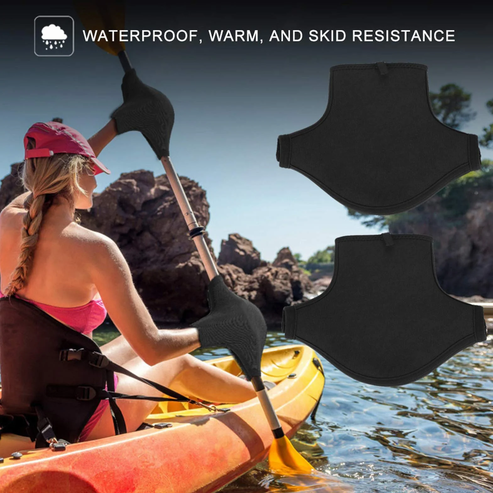 Zerodis Guantes sin Dedos Impermeables para Remo, Manoplas de Neopreno para Kayak, Canoa, Rafting, Paddlers