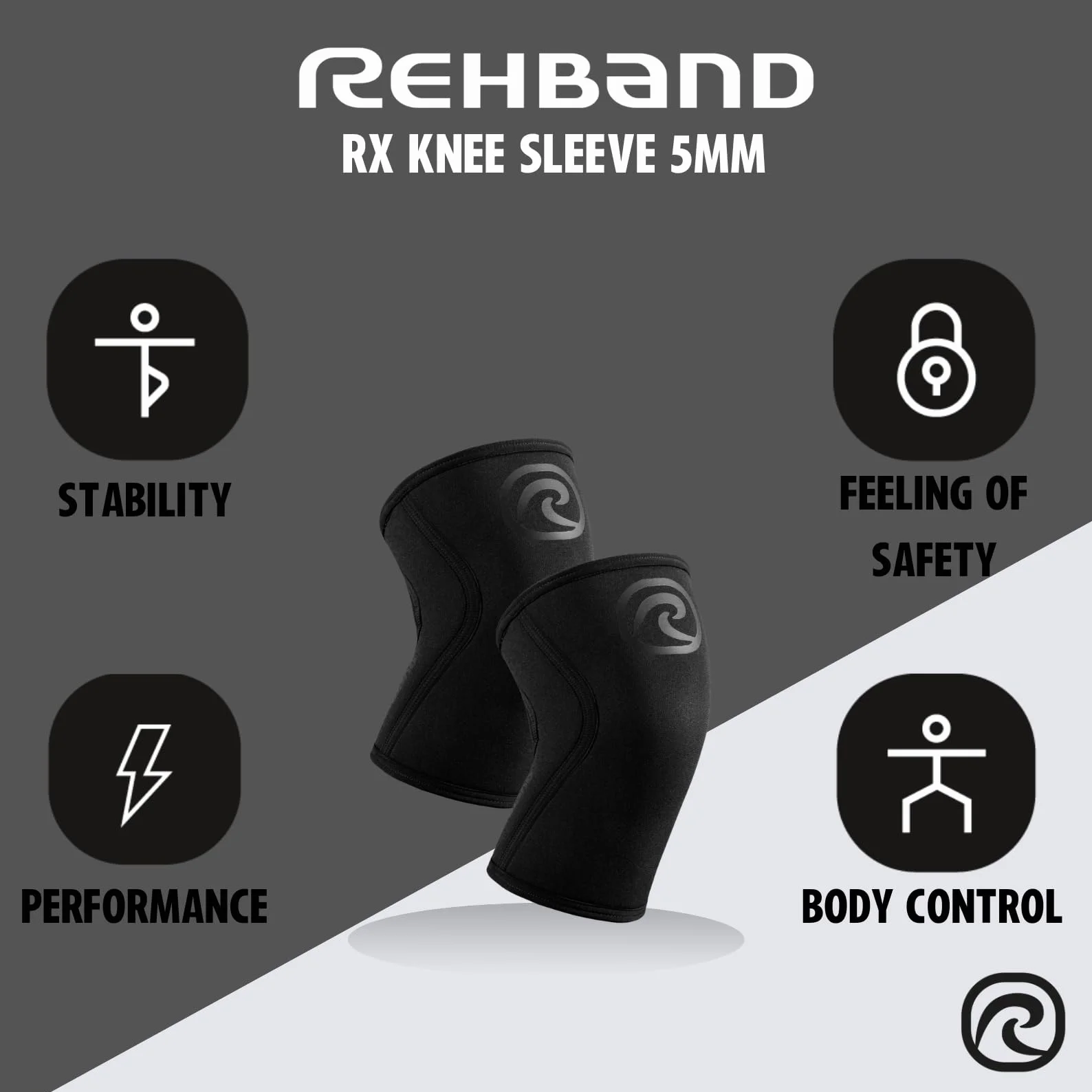 Rehband Rodillera Neopreno 5 mm Cross Fit Entrenamiento Pesado Unisex