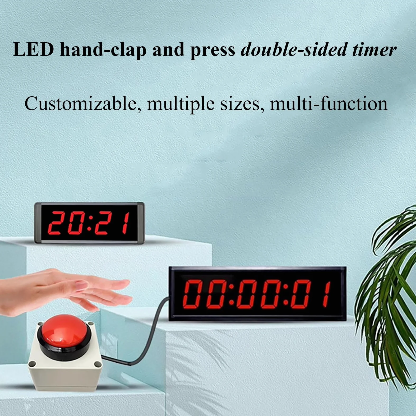 Temporizador De Doble Cara con Botón LED, Temporizador De Competición De 3 Pulgadas, Función De Recordatorio De Tiempo, Adecuado para Gimnasios, Escuelas Y Gimnasios De Boxeo.