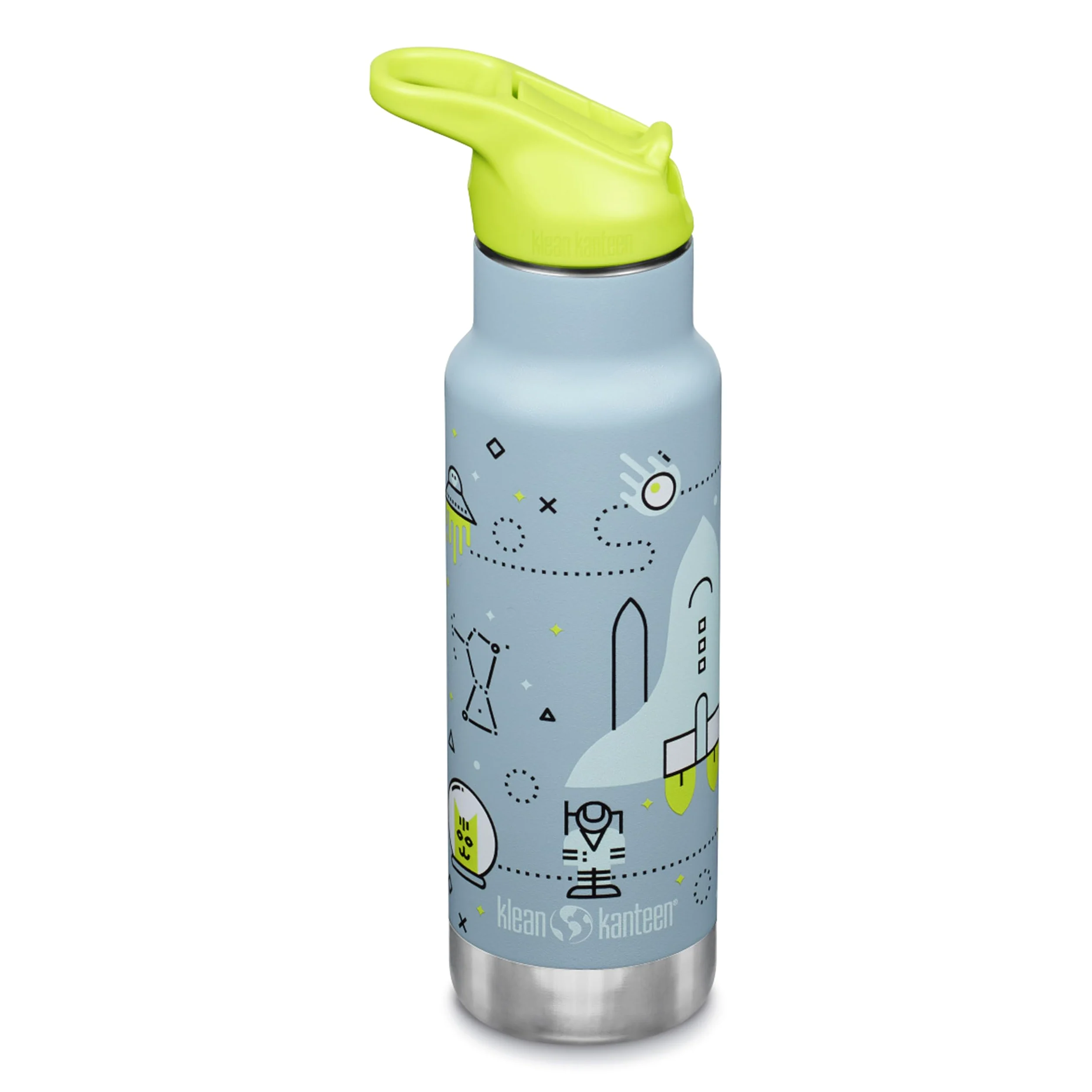 Klean Kanteen Termo para niños, 355 ml, acero inoxidable, tapa deportiva con pajita, color azul y verde