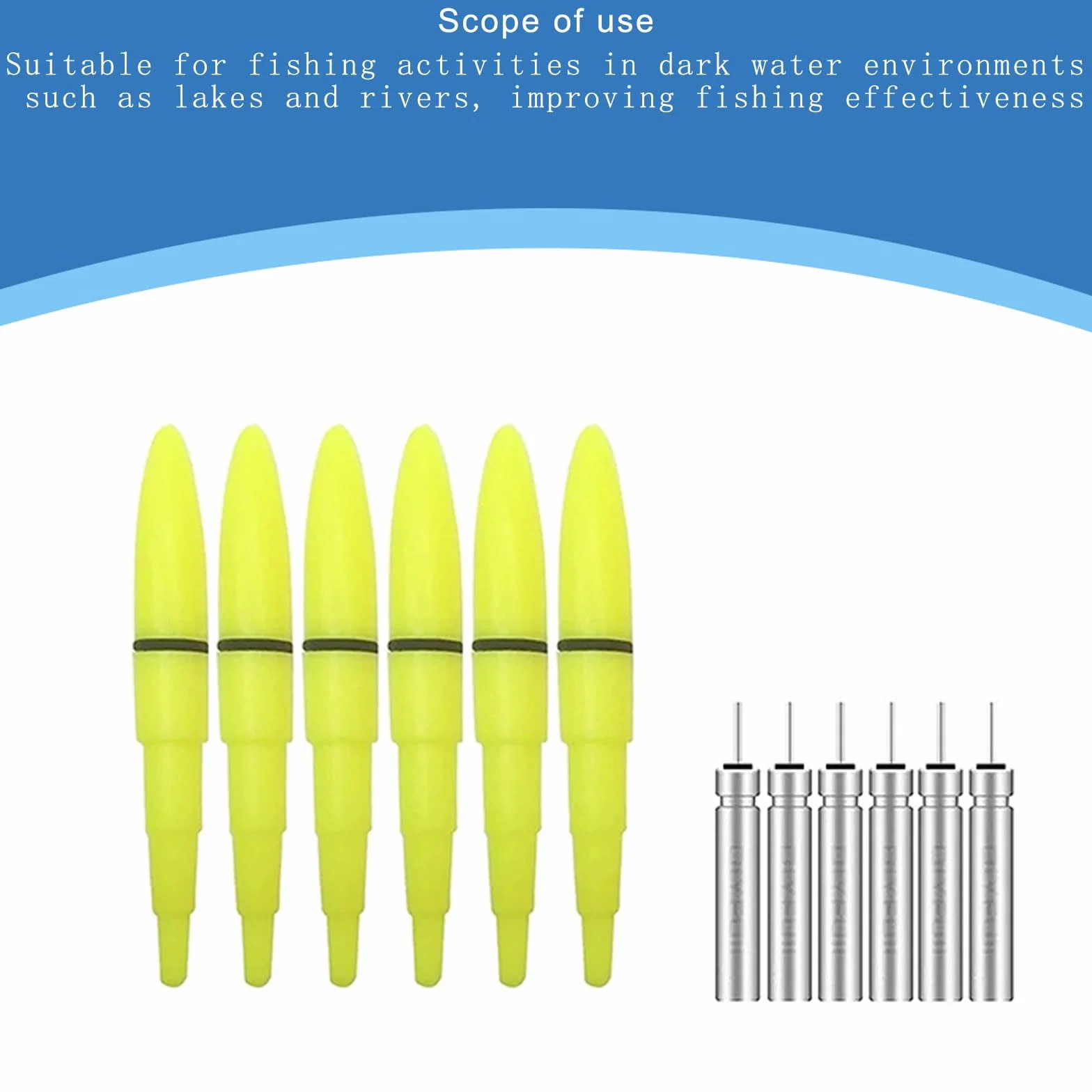 6 piezas de flotador de pesca electrónico luminoso flotador luminoso luz de pesca nocturna fácil de usar