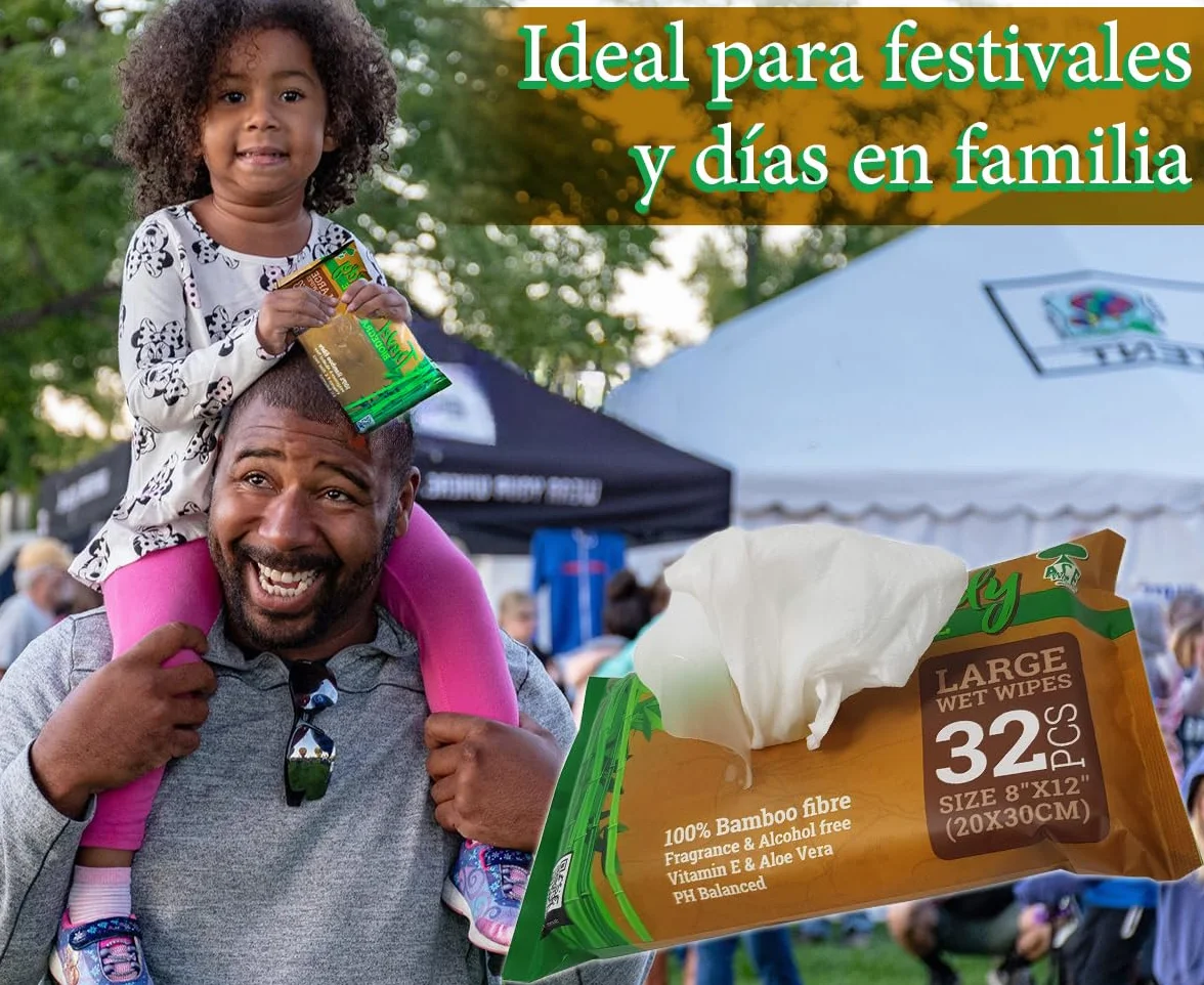 Ace Wipes Travel Buddy Toallitas húmedas de bambú biodegradables grandes 32 toallitas