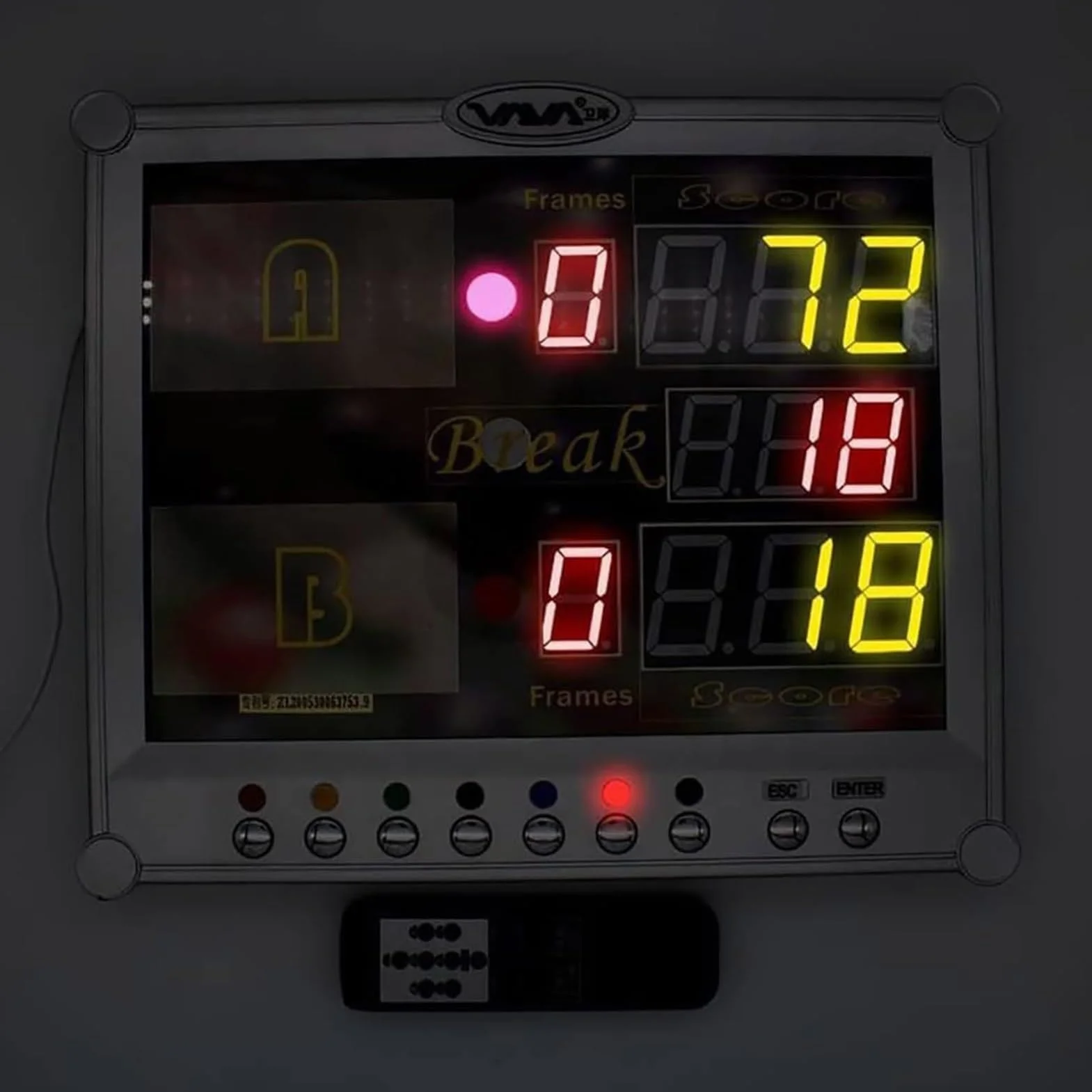 Marcador LED para billar y snooker, pantalla digital con control remoto, montaje en pared, puntuación 0-199