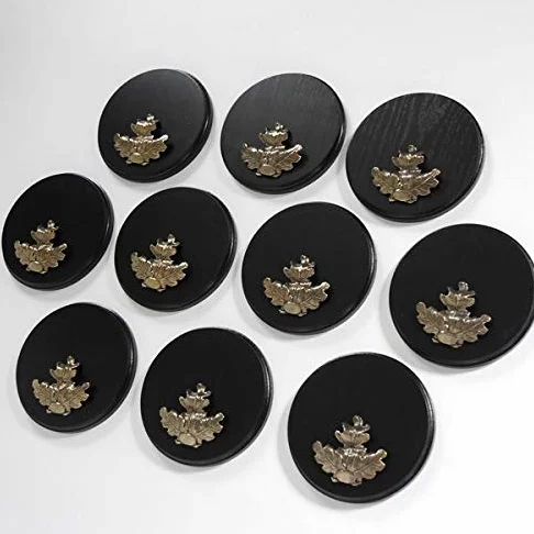 GTK - Geweihe & Trophäen KRUMHOLZ 10 Placas de cuña para Armas, Redondas, oscuras, AF 17 cm, con 10 Hojas de Roble Grandes