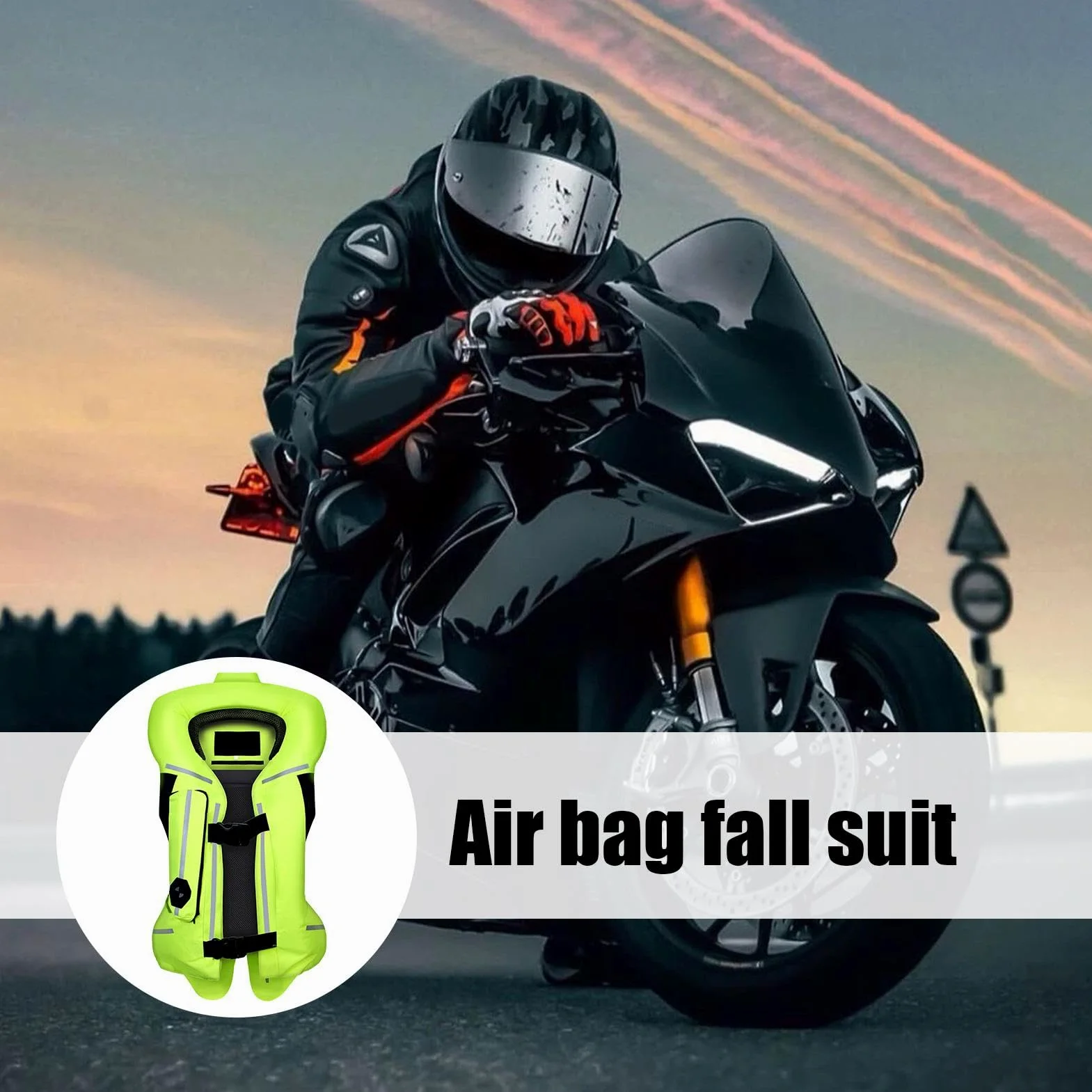 Chaleco de bolsa de aire para motocicleta, chaleco protector ligero con tira reflectante, chaqueta de equitación inflable profesional