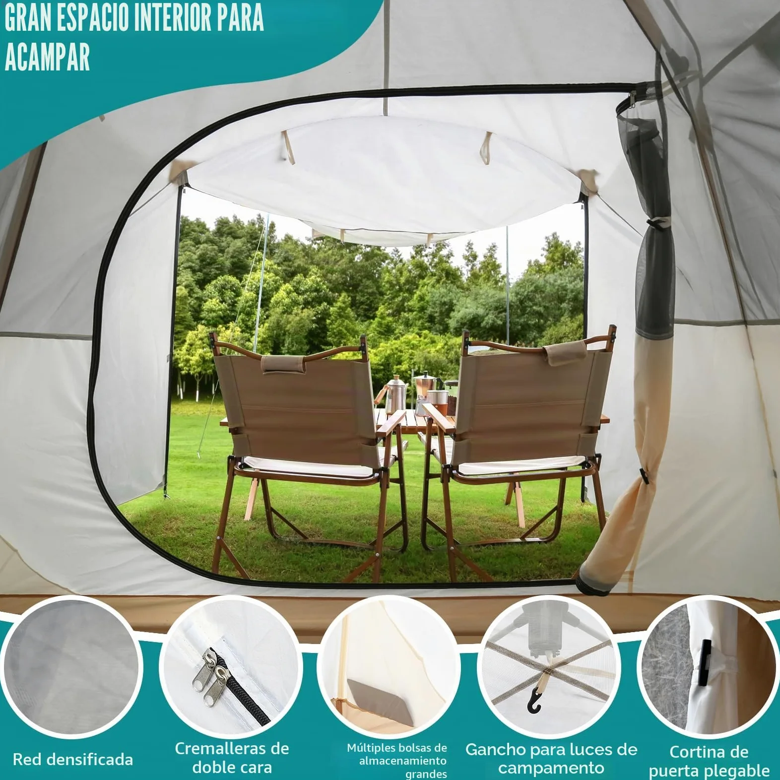Chihee Tiendas de Camping Carpa Pop-Up Portátil,Carpa Familiar 2 Puertas Montaje Instantáneo Tienda Grande Resistente a la Intemperie Tienda 4 Estaciones con Toldo Incluye Bolsa de Transporte Rainfly