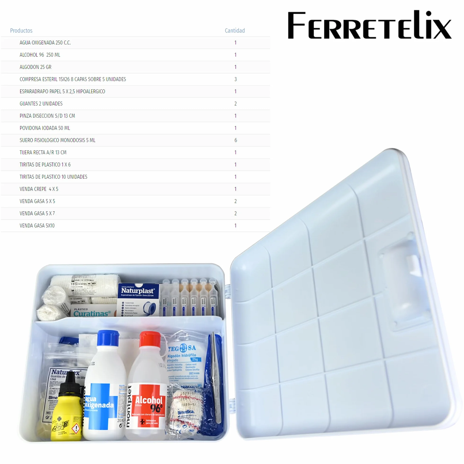 FERRETELIX® Botiquín de Primeros Auxilios Completo con Armario de Pared Homologado