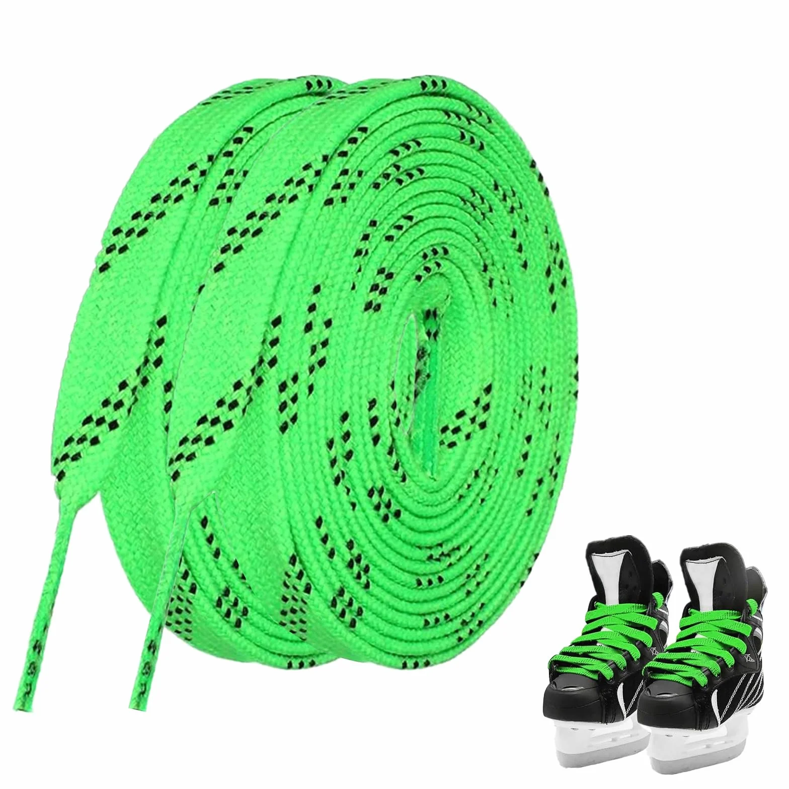 Cordones De Hockey sobre Hielo Verdes 244cm Cordones Planos Encerados Antideslizantes para Patinaje sobre Hielo Y Hockey En Línea, Cordón De Skate Encerado Resistente Al Agua
