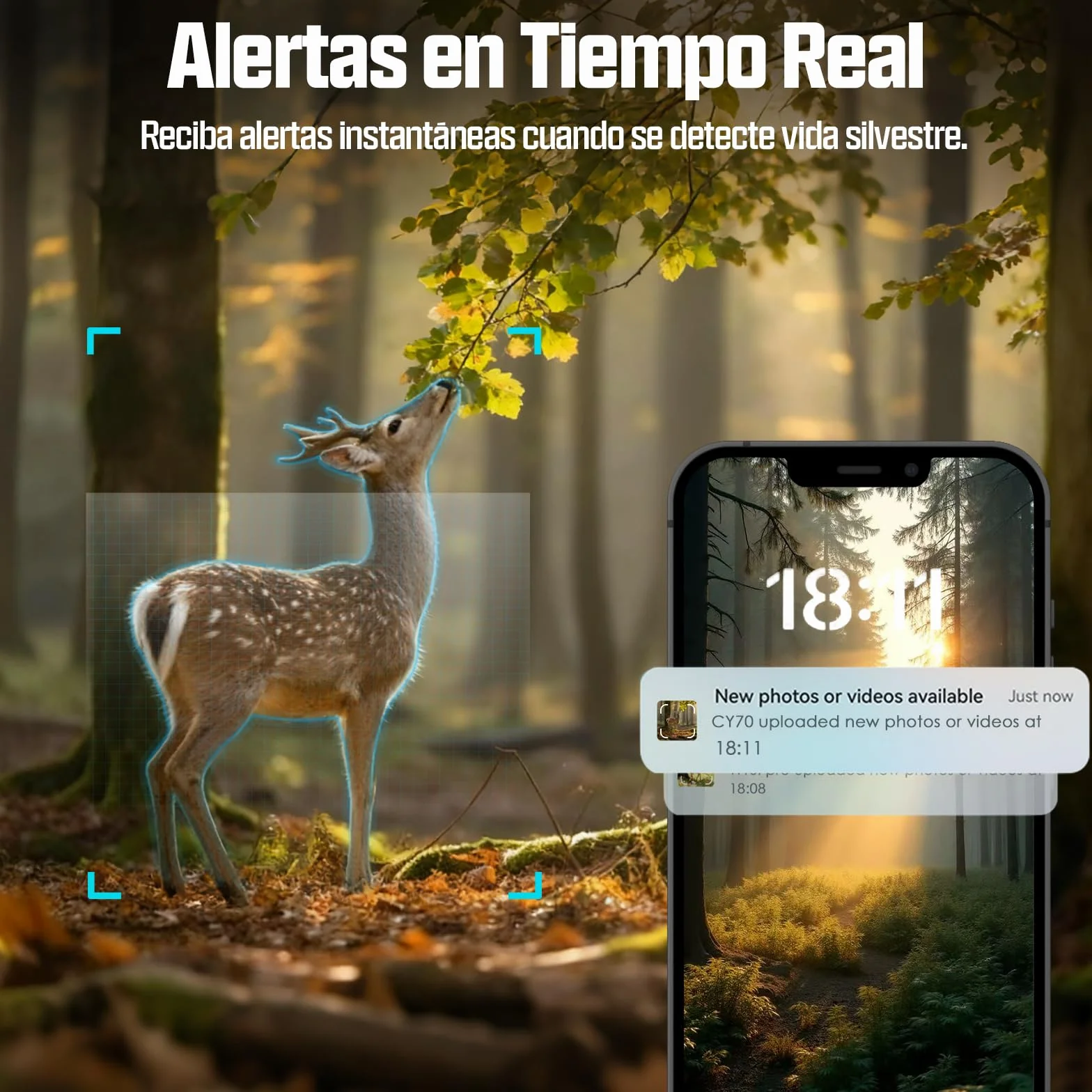 CEYOMUR 4G LTE Cámara de Caza Solar con SIM y TF 64GB, 48MP Cámara Fototrampeo Nocturna con Live View HD, Batería 5200mAh, Alertas al Móvil y Control por App, Detección de Movimiento 0,2s, IP66