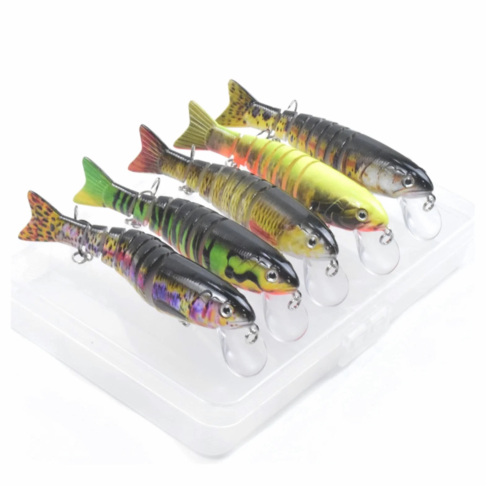 Señuelos de Pesca Señuelos de Pesca hundimiento Wobblers Conjuntos de Pesca señuelos de Pesca 8 segmentos Minnow Cebos Artificiales Pesca Tackle 5pcs/ Caja Cebos Artificiales