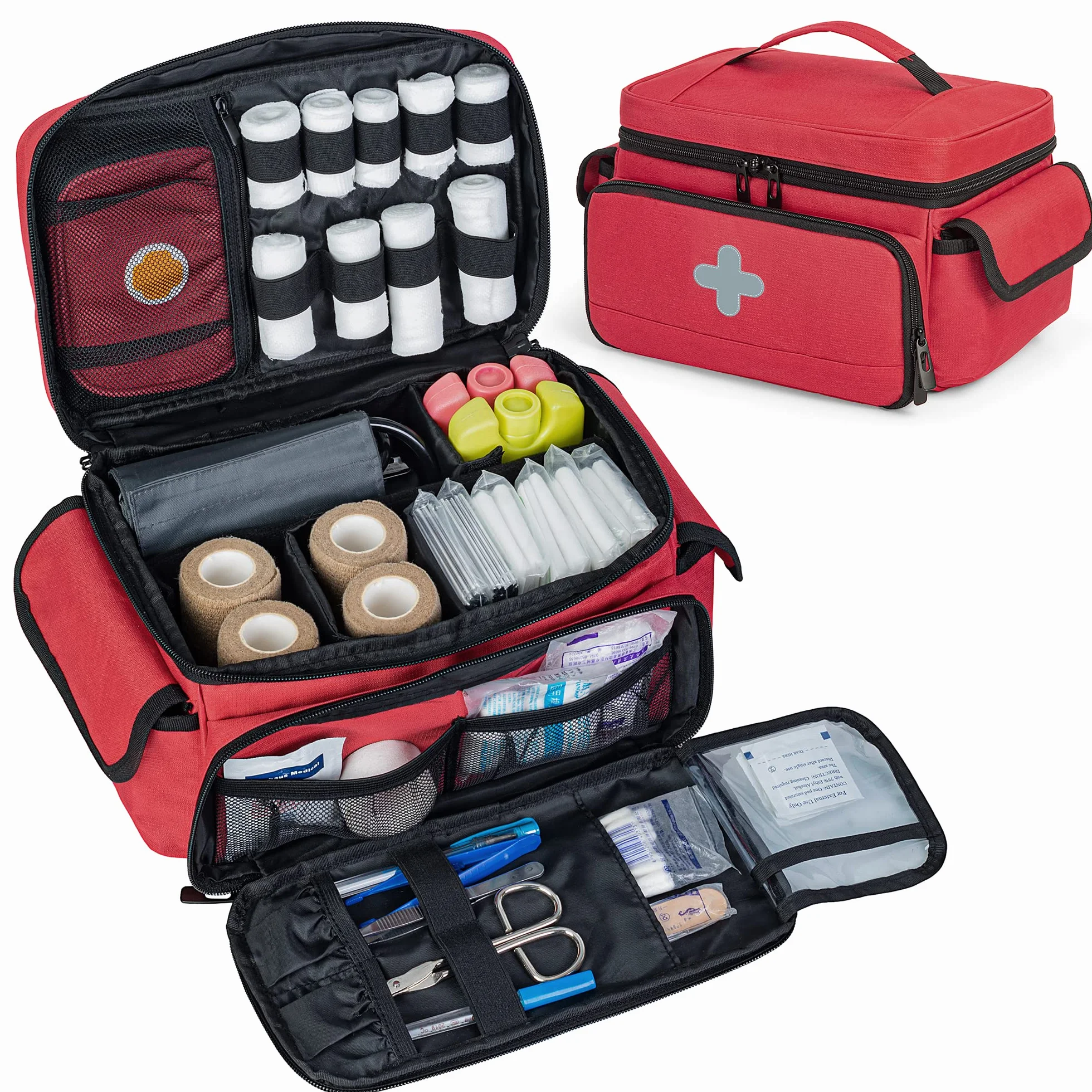 CURMIO Bolso pequeño de primeros auxilios vacío, organizador kit familiar para viajes y hogar
