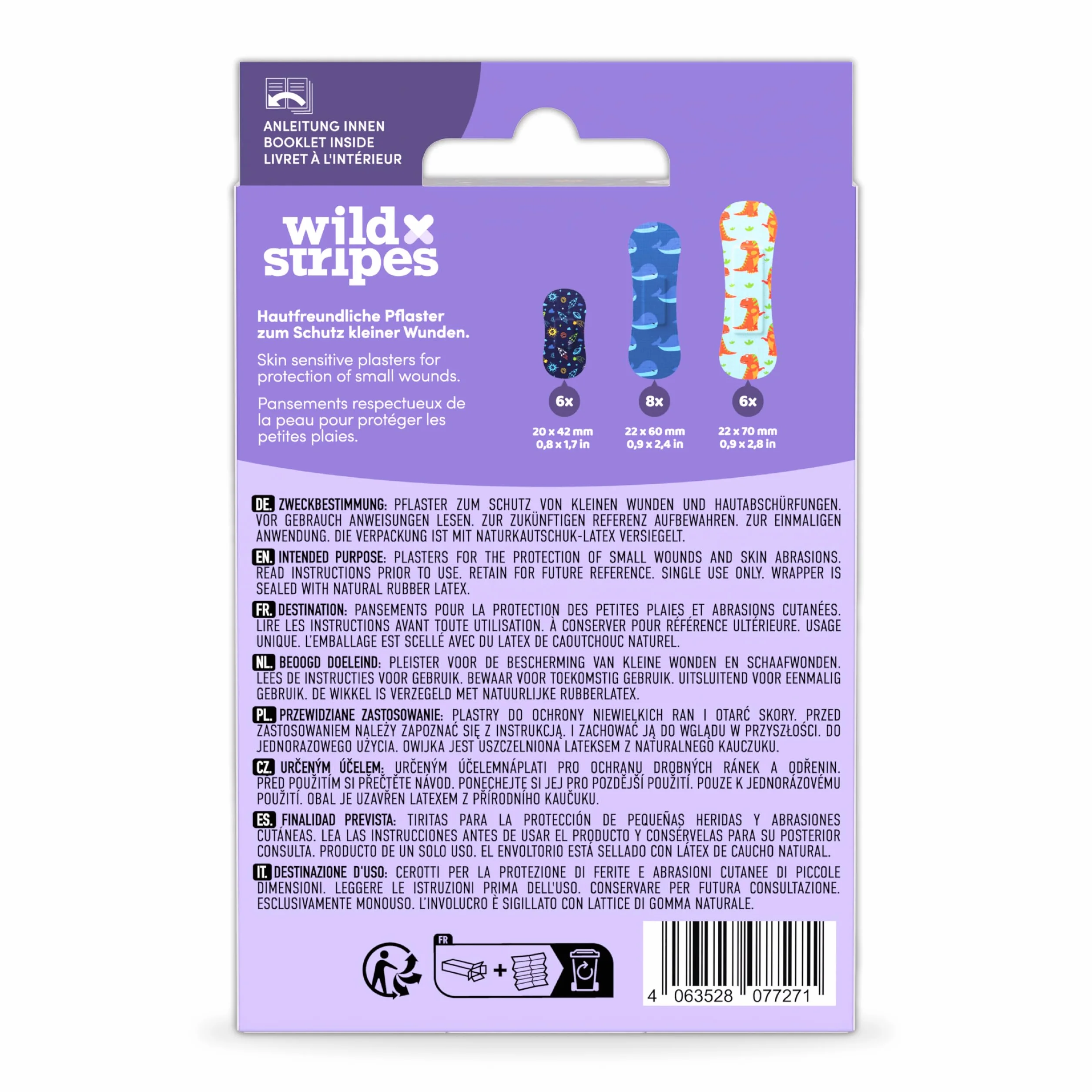 Wild Stripes Tiritas para niños 20 piezas resistentes al agua protección heridas 24 horas