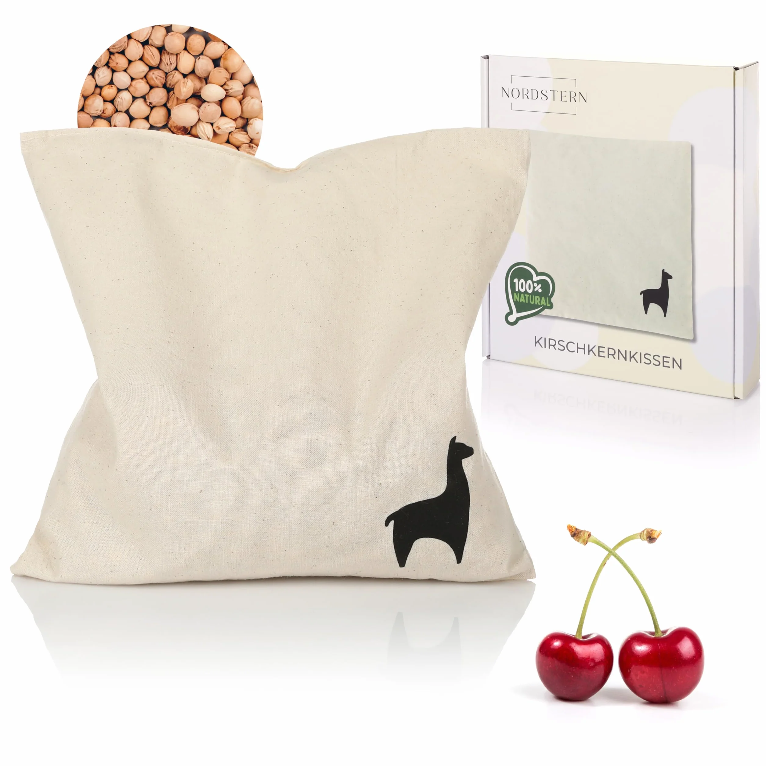 Nordstern Cojín térmico de huesos de cereza 24x25 cm microondas funda 100% algodón