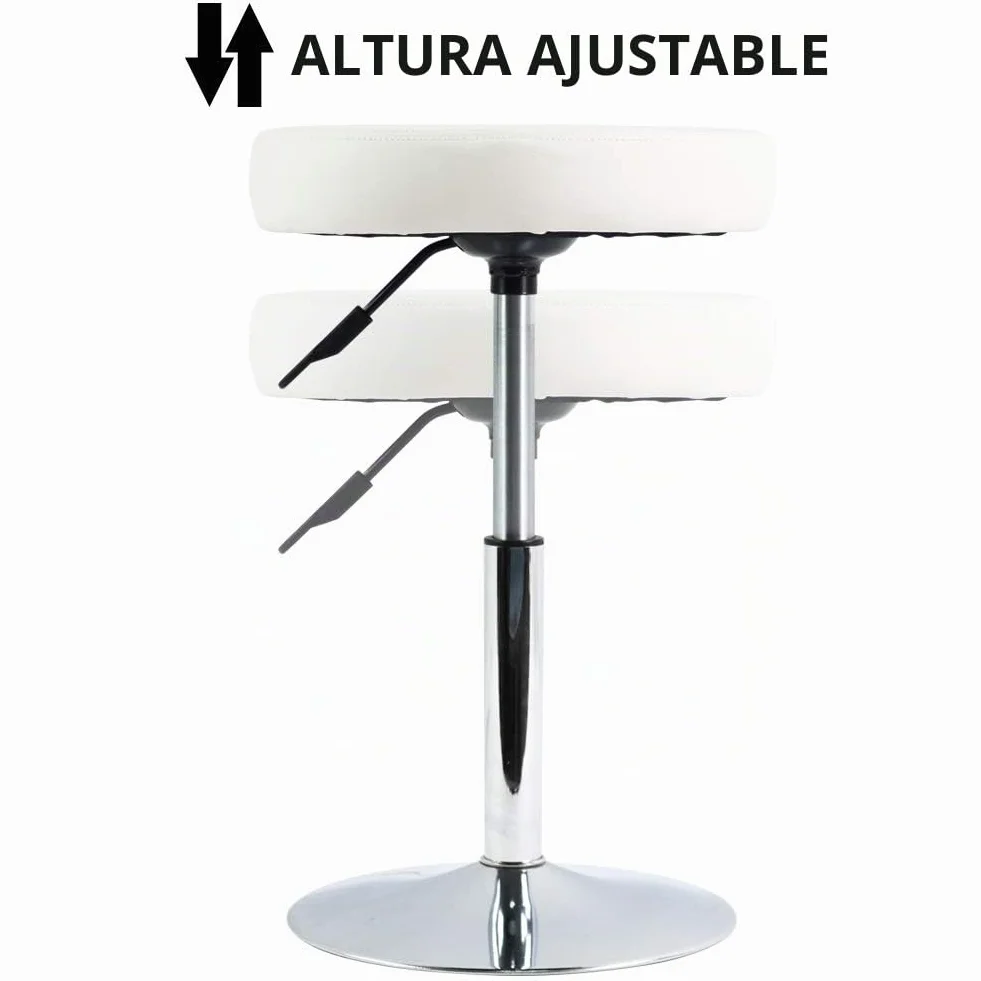 FURWOO Taburete Corto Blanco Ajustable Giratorio para Oficina SPA Manicura Tatuajes