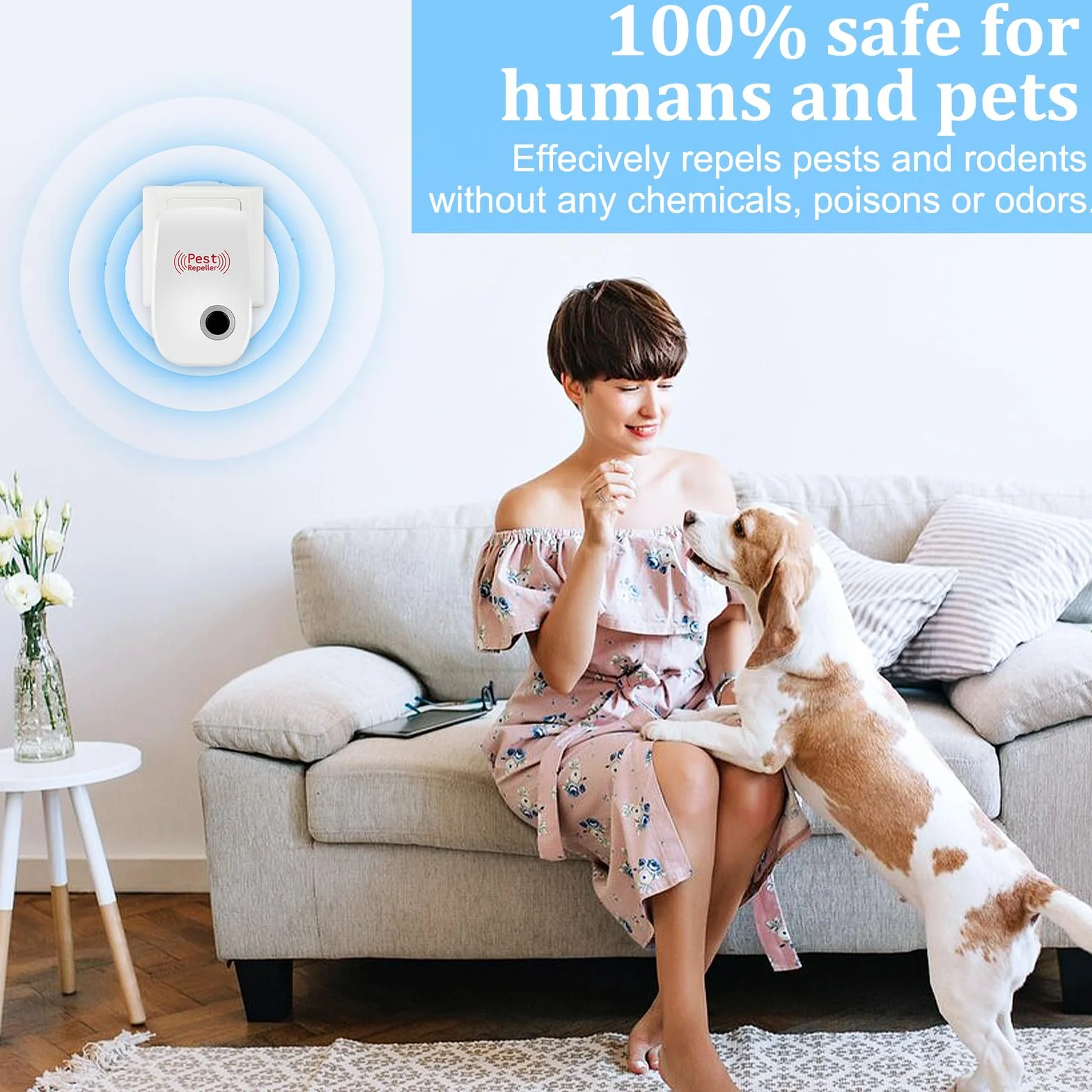 Repelente Ultrasónico de Plagas 4 Pack, Electrónico Anti Mosquitos para Interiores