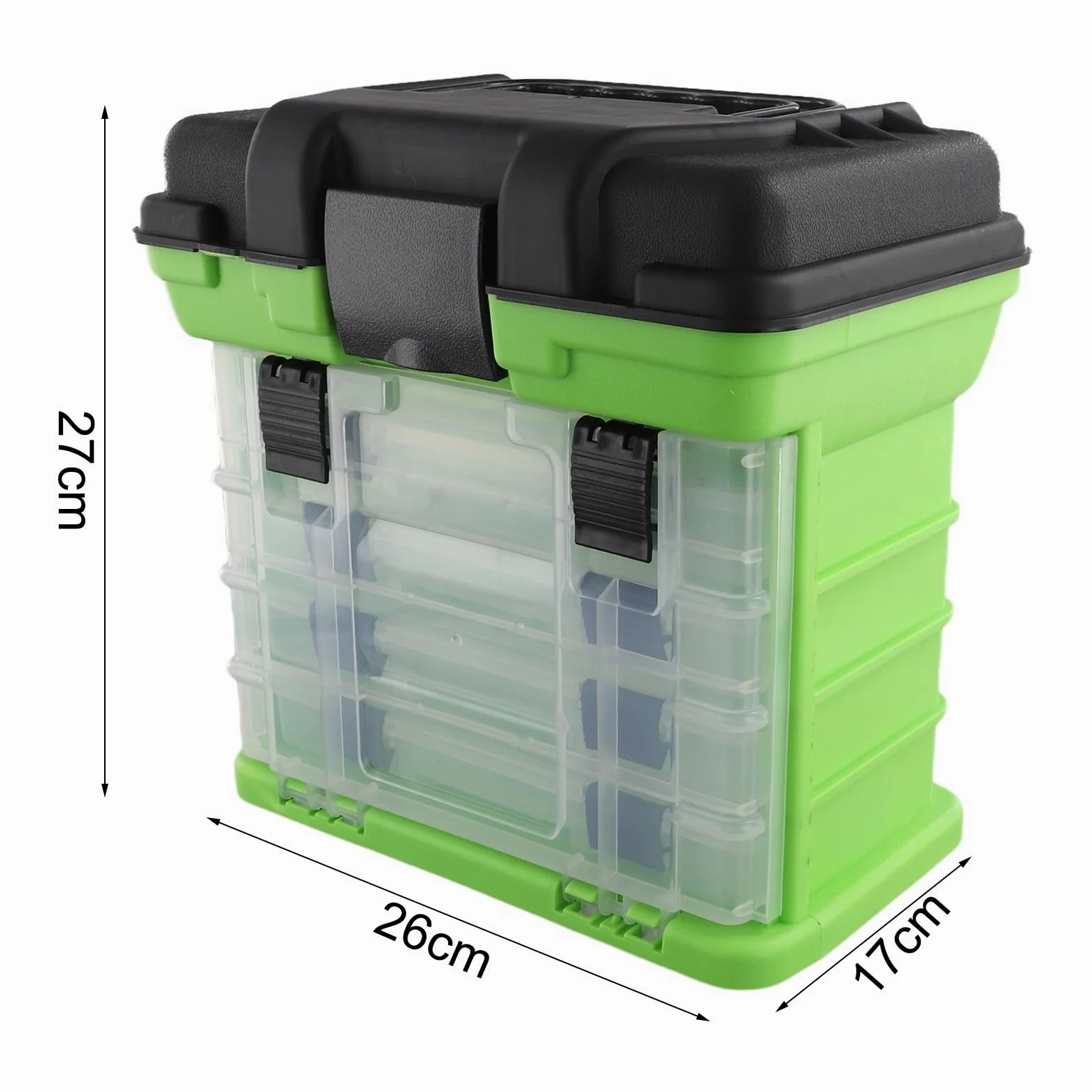 Caja de aparejos de pesca portátil de 4 capas con asa plegable para asiento, organizador de ABS con cerradura para señuelo, herramientas de equipo para señuelo, color naranja