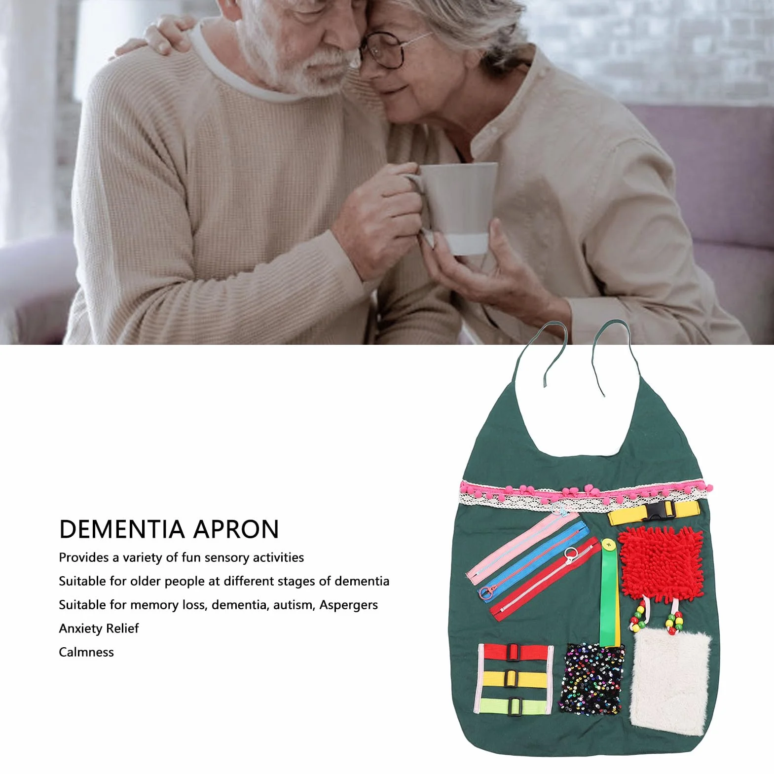 Delantal de Manta Sensorial de Algodón para Actividades Sensoriales, Alivia la Ansiedad, Demencia, Alzheimer