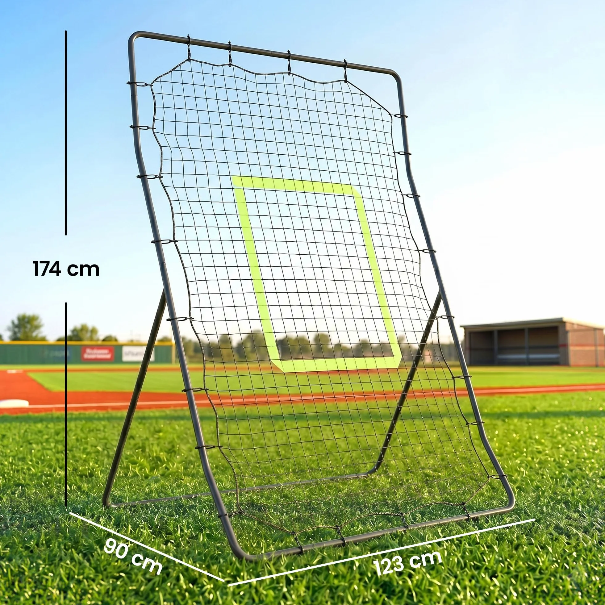 HOMCOM Red de Béisbol Red de Práctica de Béisbol y Softbol con Marco Metálico y Ganchos para Entrenamiento de Fútbol Tenis 123x90x174 cm Negro