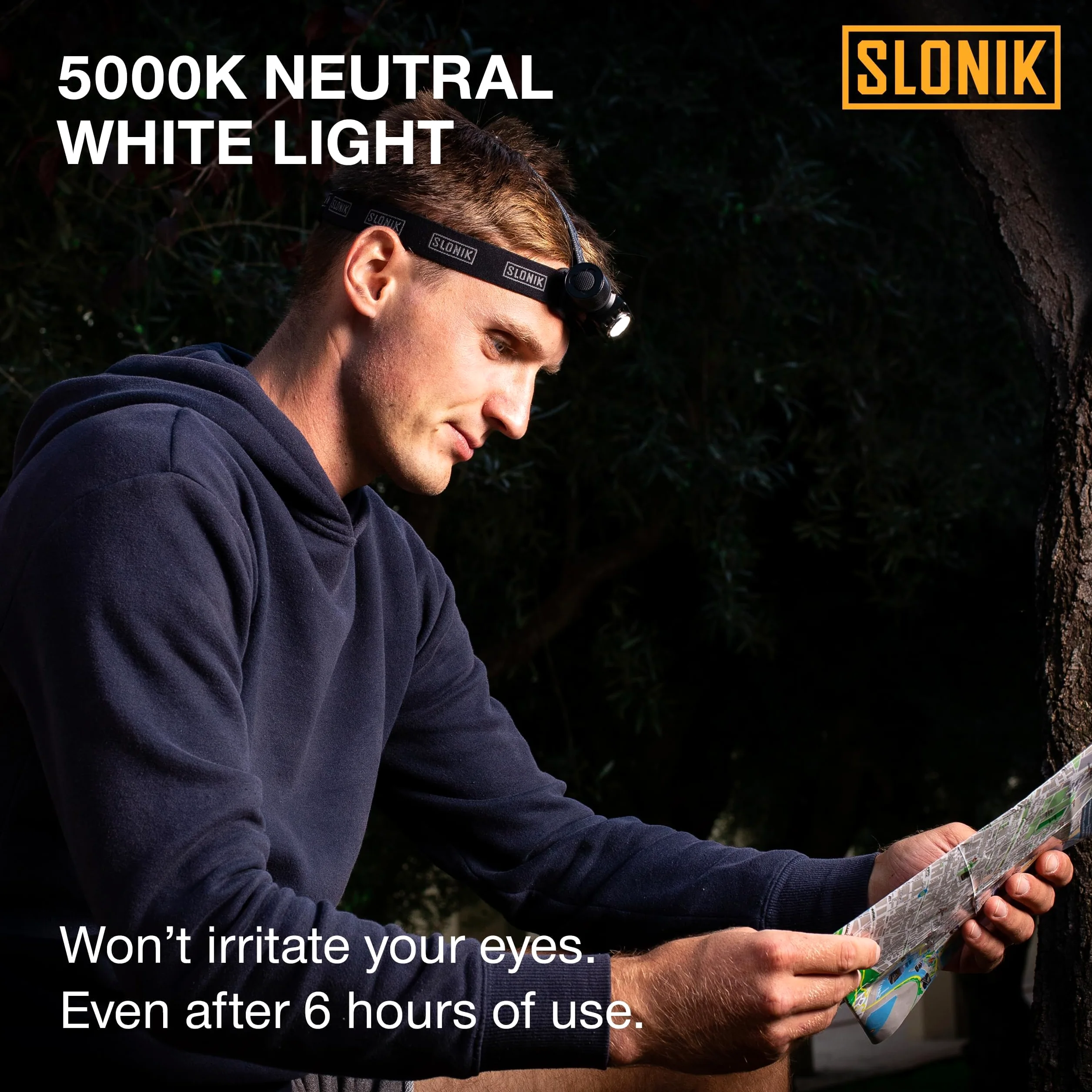 ALLESM SLONIK - Linterna frontal LED Cree recargable de 1000 lúmenes con batería de 2200 mAh, ligera, duradera, impermeable y a prueba de polvo, haz de 600 pies, equipo de camping y senderismo