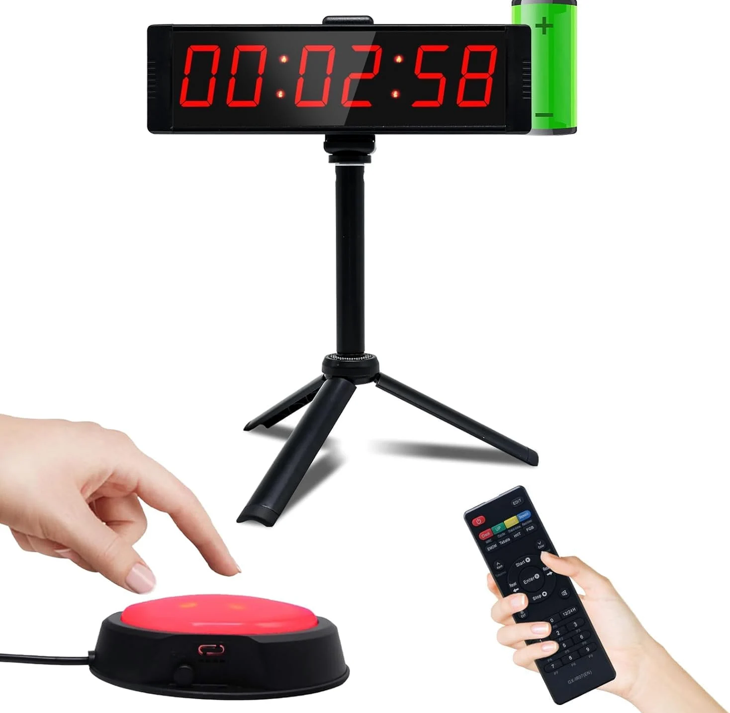Cronómetro grande con botón de inicio/parada, temporizador digital LED con control remoto, reloj de cuenta regresiva con zumbador, reloj de gimnasio para gimnasio en casa, temporizador de