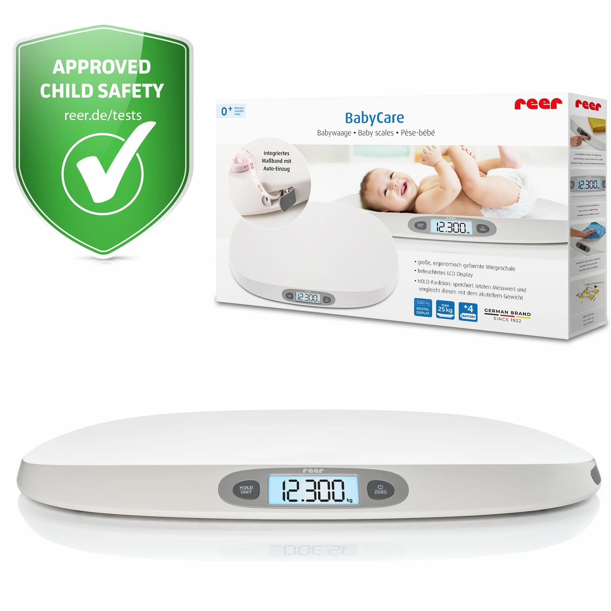 Báscula Ergonómica para Bebés reer BabyCare 25 kg Precisión 5 g LCD