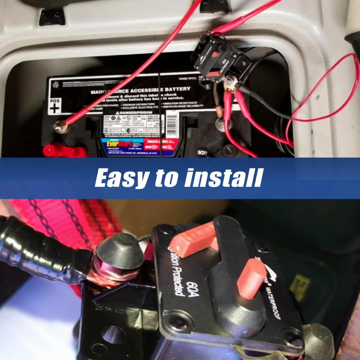Young Marine Circuit Breaker for Boat Trolling with Manual Reset,Water Proof,12V- 48V DC (Surface Mount-60A)