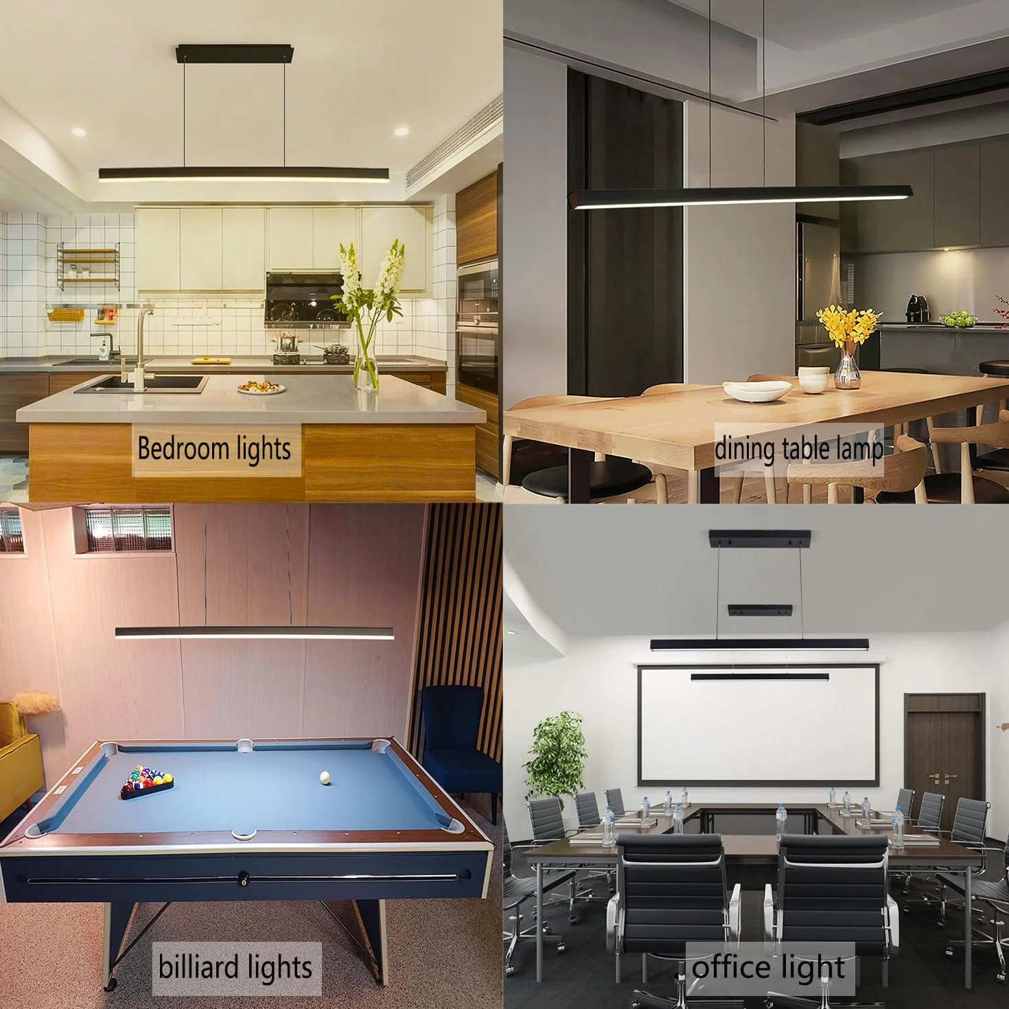 SENFAY Lámpara colgante LED 80cm Negra Regulable con Control Remoto 32W Para Cocina Comedor