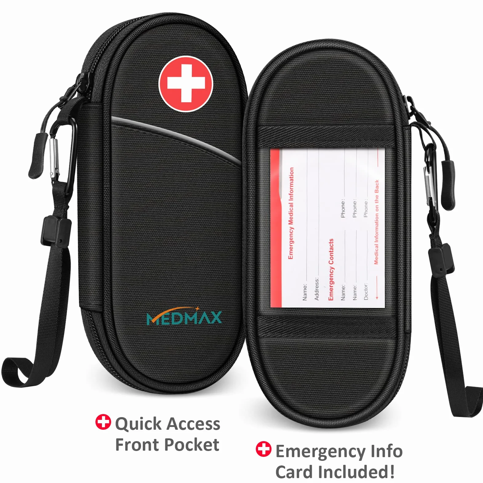 MEDMAX Enfriador Bolsa de Insulina 2 Paquetes de Hielo, Estuche Aislado para Suministros Diabéticos, Negro